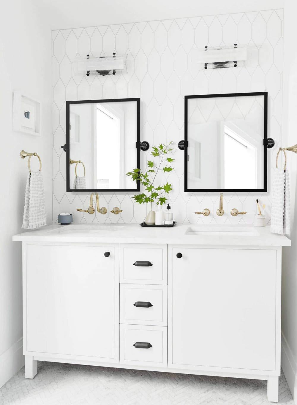 TEHOME TEHOME 20x24 inch Pivot Mirror Black Tilt Rectangle Bathroom Mirror Tilting Metal Framed Beveled Vanity Mirrors