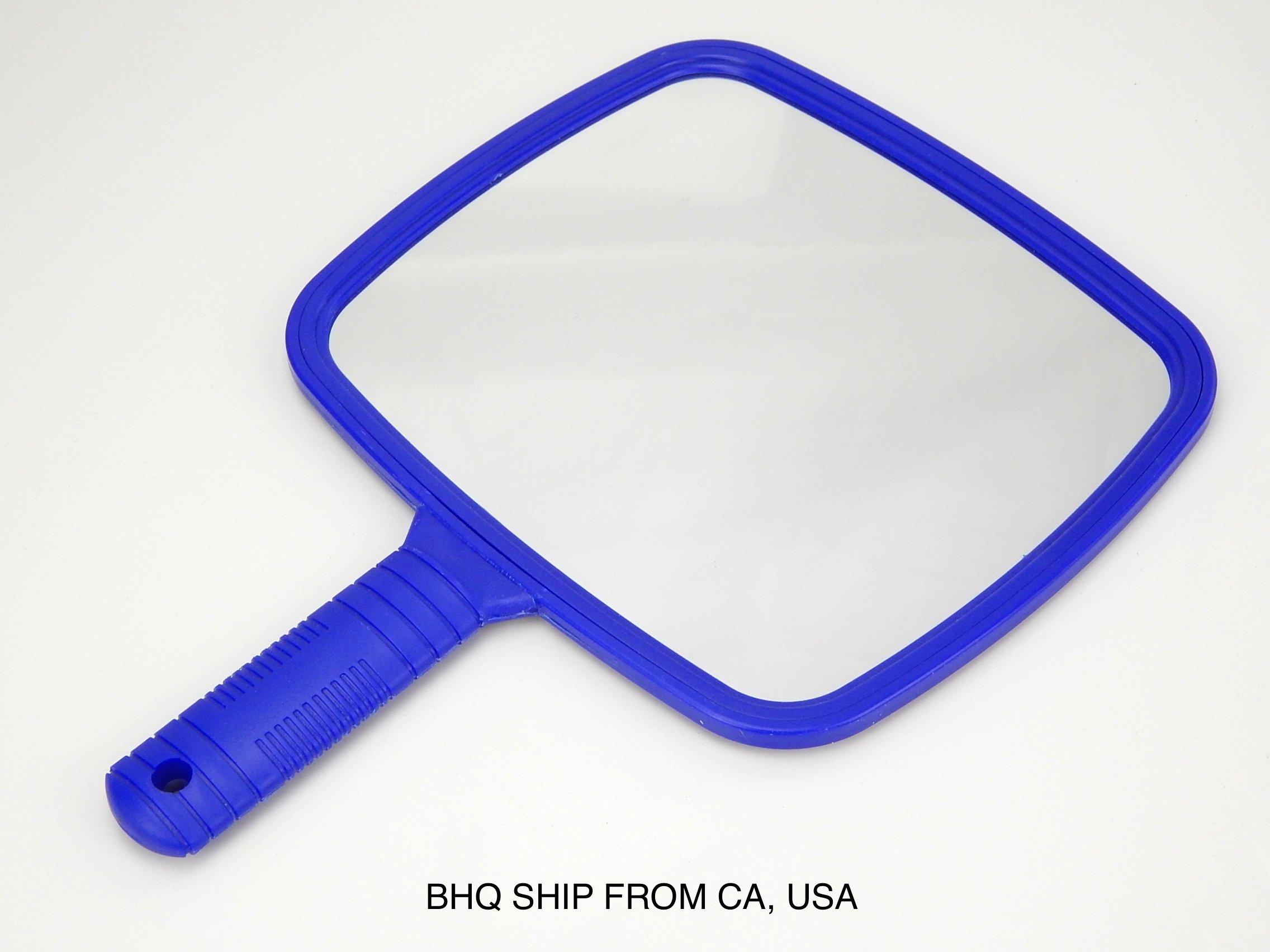 Beauty Headquarters Large TV Salon Barber Hand Cosmetic Makeup Hair Stylist Mirror 7" X 8" Blue