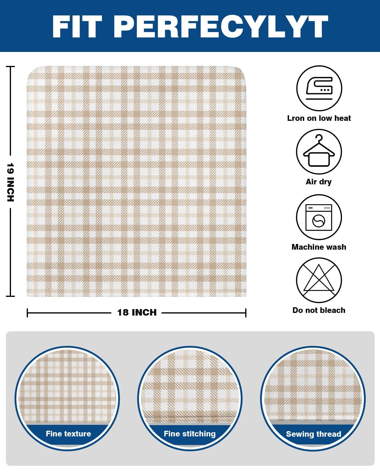 Savannan Savannan Dining Chair Back Covers, Autumn Farmhouse Light Brown Gingham Buffalo Check Plaid Chair Covers Chair Slipcovers Protective Covers for Holiday Party Festival Decoration, Set of 8