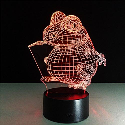 ATD (Advanced Tool Design) ATD 3D Optical Illusion Colorful Gradient Cute Frog LED Children Kids Bedroom Bedside Night Light Table Lamp with 15 Keys Remote Control