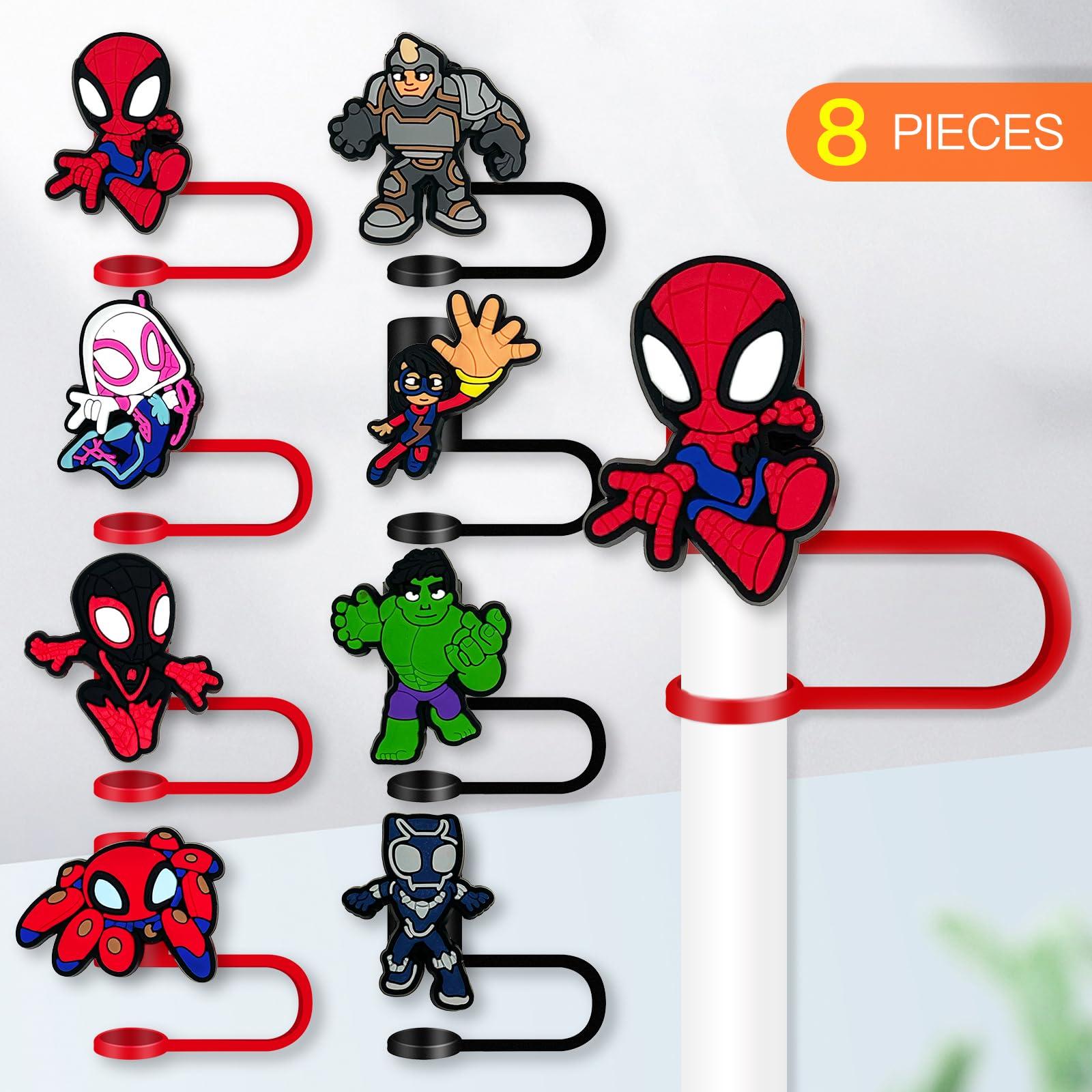 Garetheora 8Pcs Cartoon Softball Medical Cheer Dog Straw Covers Cap for Tumblers Cup, 10mm Teeth Ballet Straw Topper, Silicone Straw Tip Covers for Drinking Straws (H)