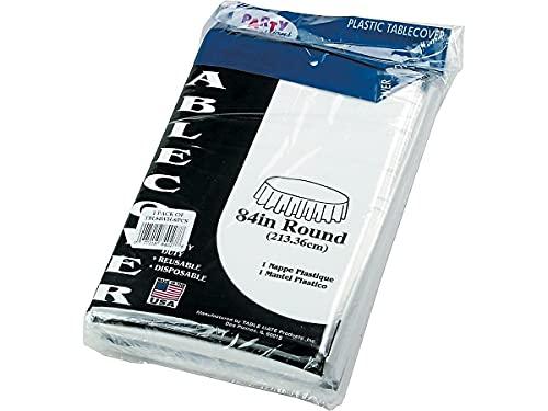 Table-Mate Tablemate 84WH Table Set Round Table Cover, Plastic, 84-Inch dia, White, 6/Pack
