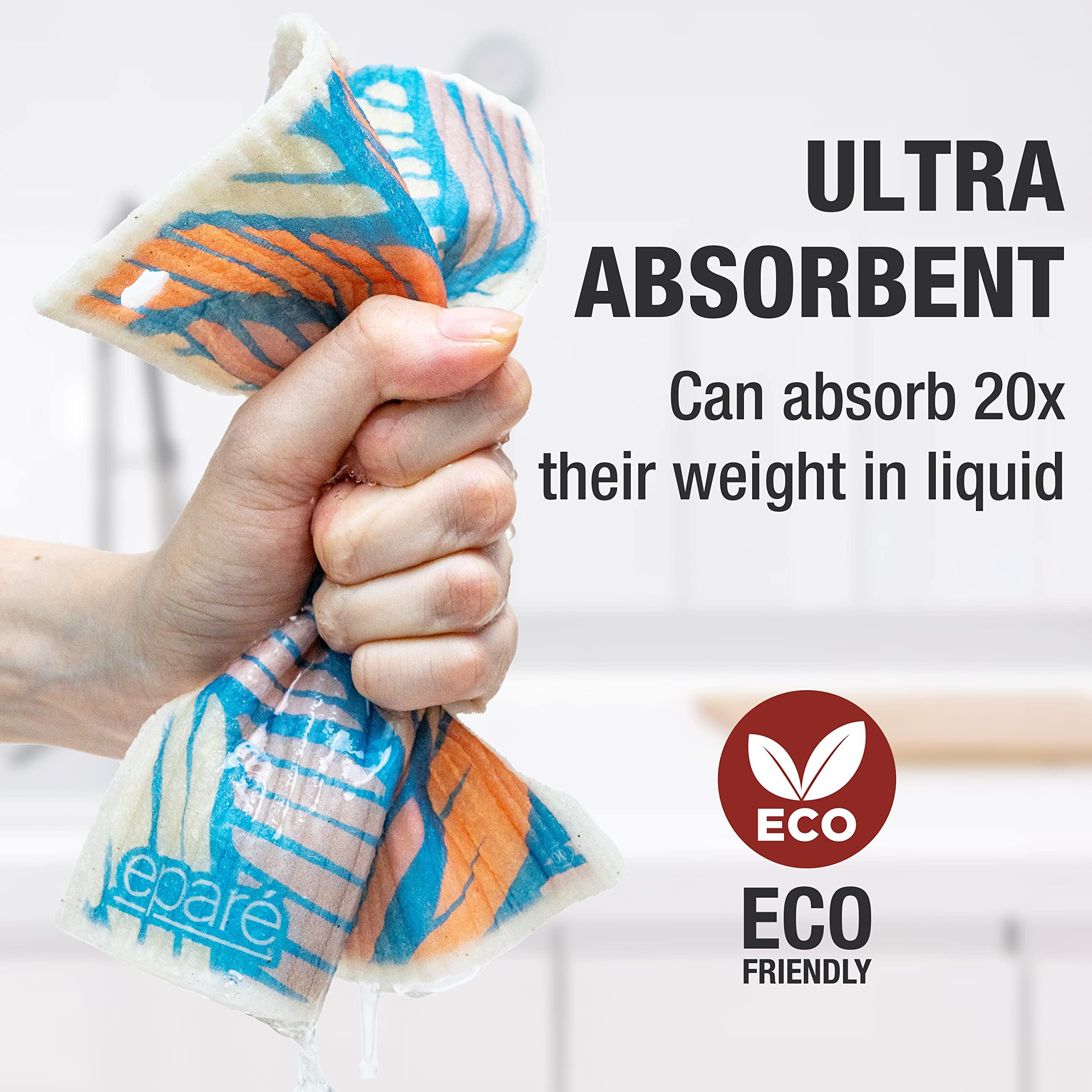 Epar Epar Swedish Dishcloths with Hook - 8 Pack Reusable Swedish Dish Cloths for Kitchen - Super Absorbent Cellulose Sponge Cloths - Non Scratch & Quick Dry Kitchen Towel for Washing Dishes & Counter Top