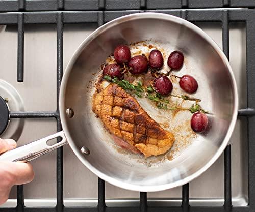 Misen Misen 5-Ply Stainless Steel 10" Frying Pan - Professional Cookware for Induction, Gas and Electric - Dishwasher Safe, Oven Safe to 800F - Durable, Versatile, Even Heating