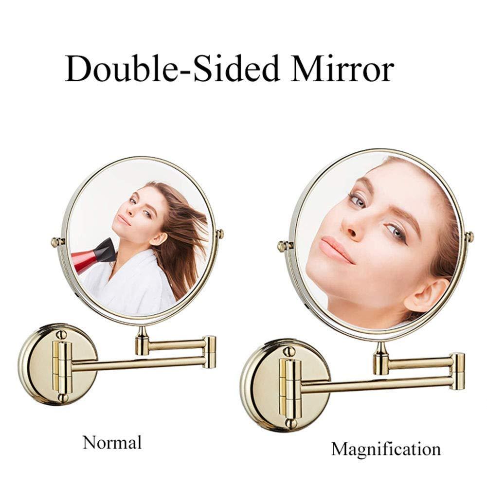 Generic Wall Mounted Makeup Mirror Two-Sided Swivel Wall Mount Mirror,Two-Sided Extendable,360 Degree Swivel(Gold 10X) (Gold 10X)