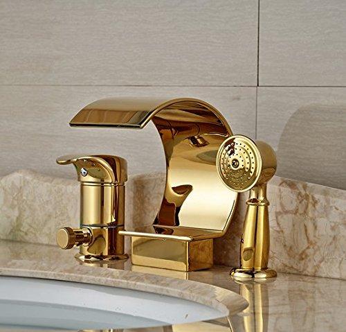 GOWE GOWE High-end Single Handle Bathroom Bathtub Faucet 3pcs Widespread Waterfall Roman Tub Mixer Taps