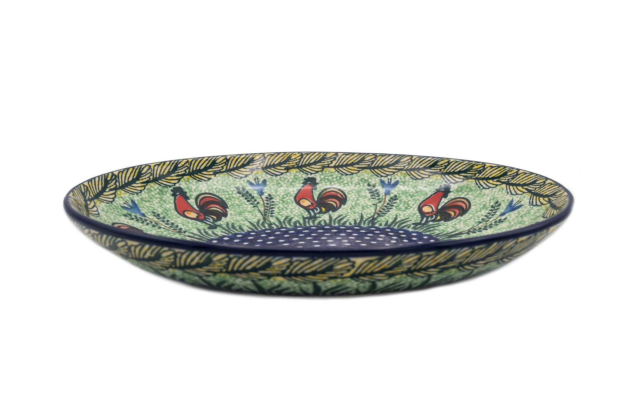 Ceramika Artystyczna Ceramika Artystyczna Polish Pottery Oval Serving Bowl 10-inch - UNIKAT - Rooster Dance