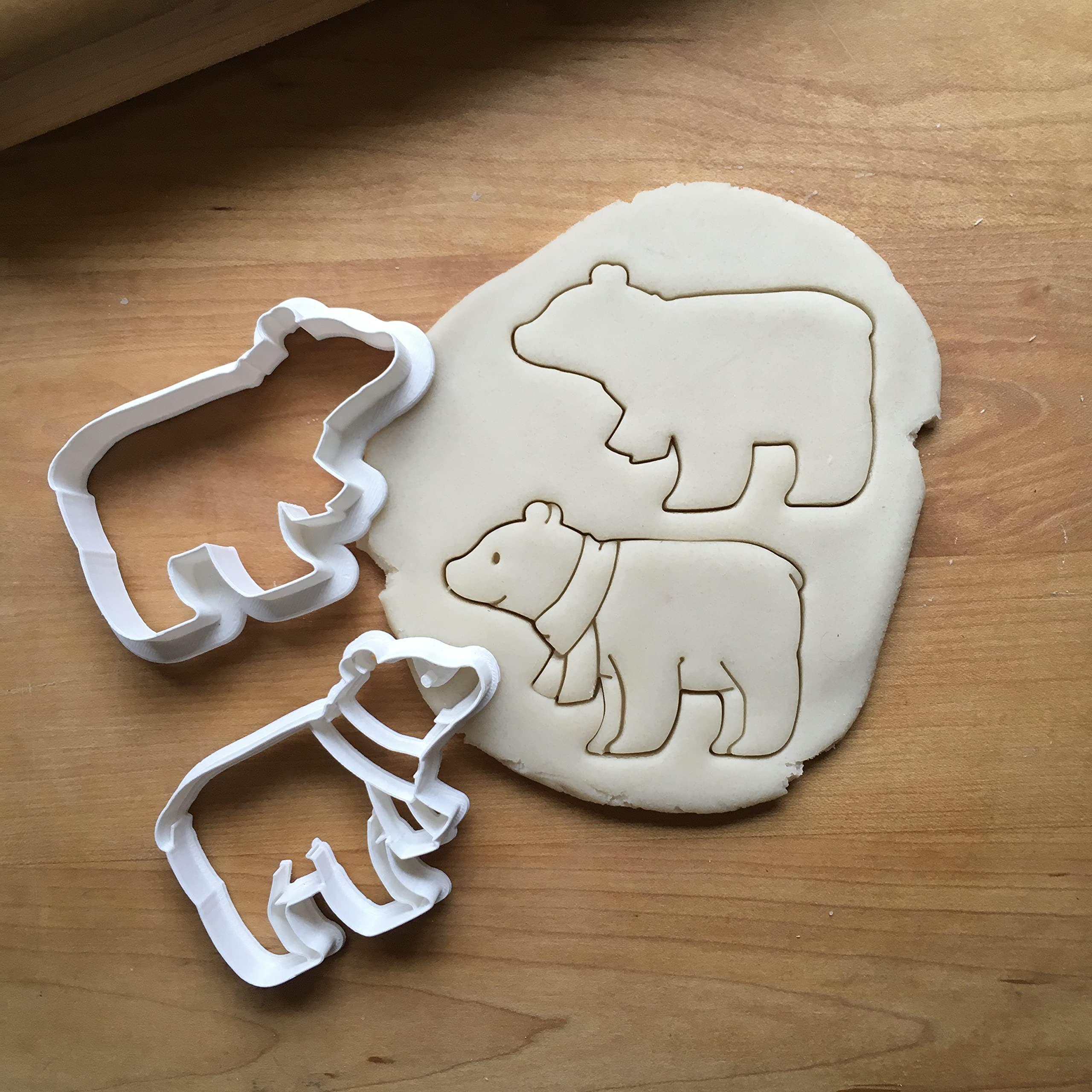 Generic Sweet Prints Inc Set of 2 Polar Bear with Scarf Cookie Cutter - Dishwasher Safe (S/M: 3.5\")