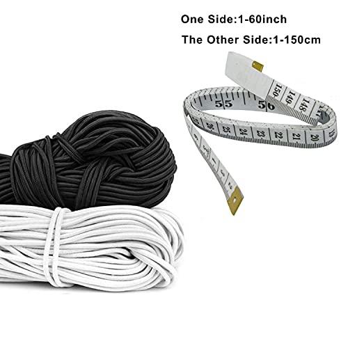 HEMYLU HEMYLU Elastic Cord 1/8 Inch (3MM) x 33FT, White Elastic String Bungee Shock Cord with Nylon Sleeve and Heavy Strength for Crafting DIY Sewing