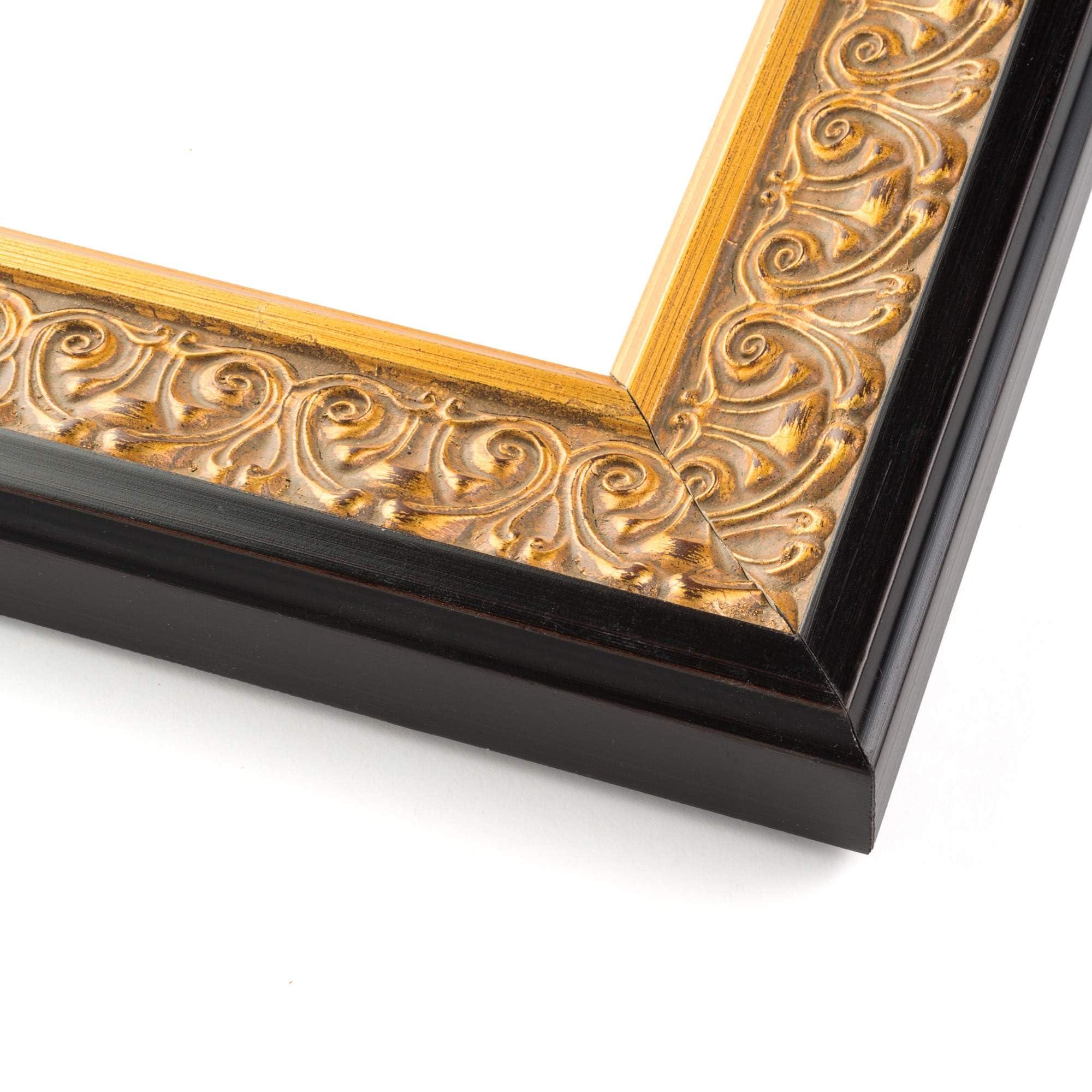 Poster Palooza Poster Palooza 8x8 Frame Gold Ornate Furio Solid Wood Picture Frame | 2.75 Inch Moulding Width | with UV Acrylic Plexiglass, Foam Board Backing & Hanging Hardware Included
