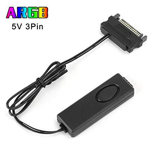 soikoi Mini 3Pin ARGB Connector RF Remote Control Fan Light Controller LED Remote Control RGB Light Strip Remote Controller PC Accessories 5V Symphony ARGB SATAPin (Black)