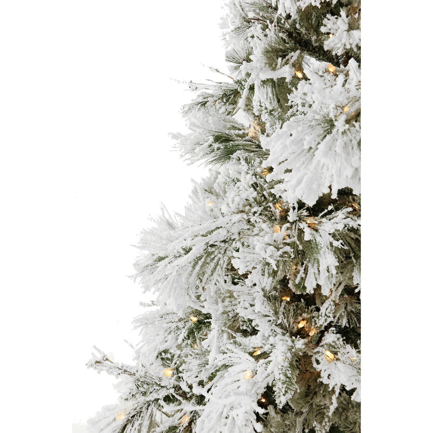 Christmas Time Christmas Time 6.5-Ft. Prelit Frosted Fir Snowy Artificial Christmas Tree with Dual Multi-Color & Warm White LED String Lights, Realistic PVC, Holiday Decor for Home and Office