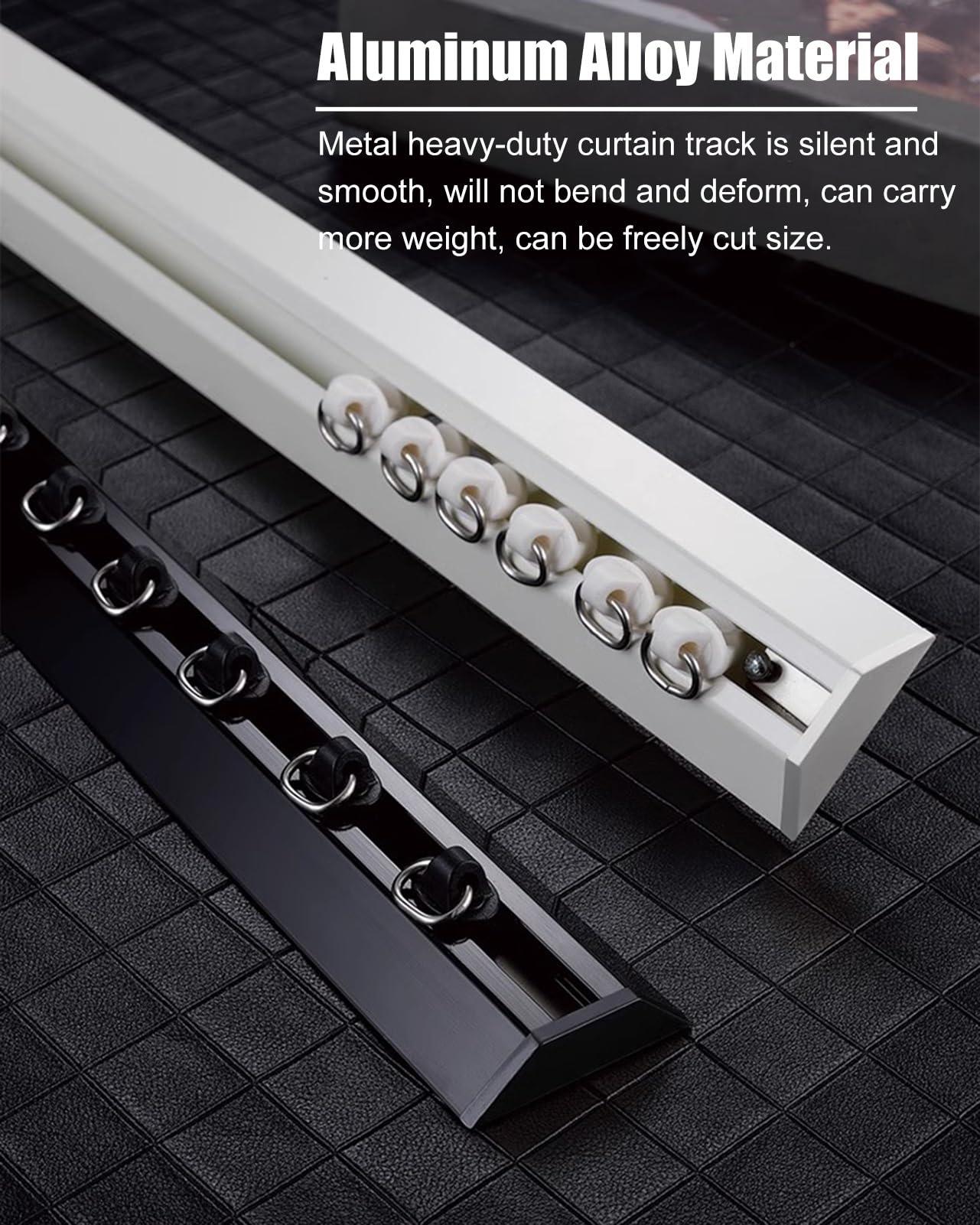 BBHW Ceiling Mount Curtain Track, Heavy Duty Single Curtain Rods, Curtain Pole for Window/Shower/Partition, Elegant Room Divider Track System (Color : Black, Size : 1.2m (3.9ft))