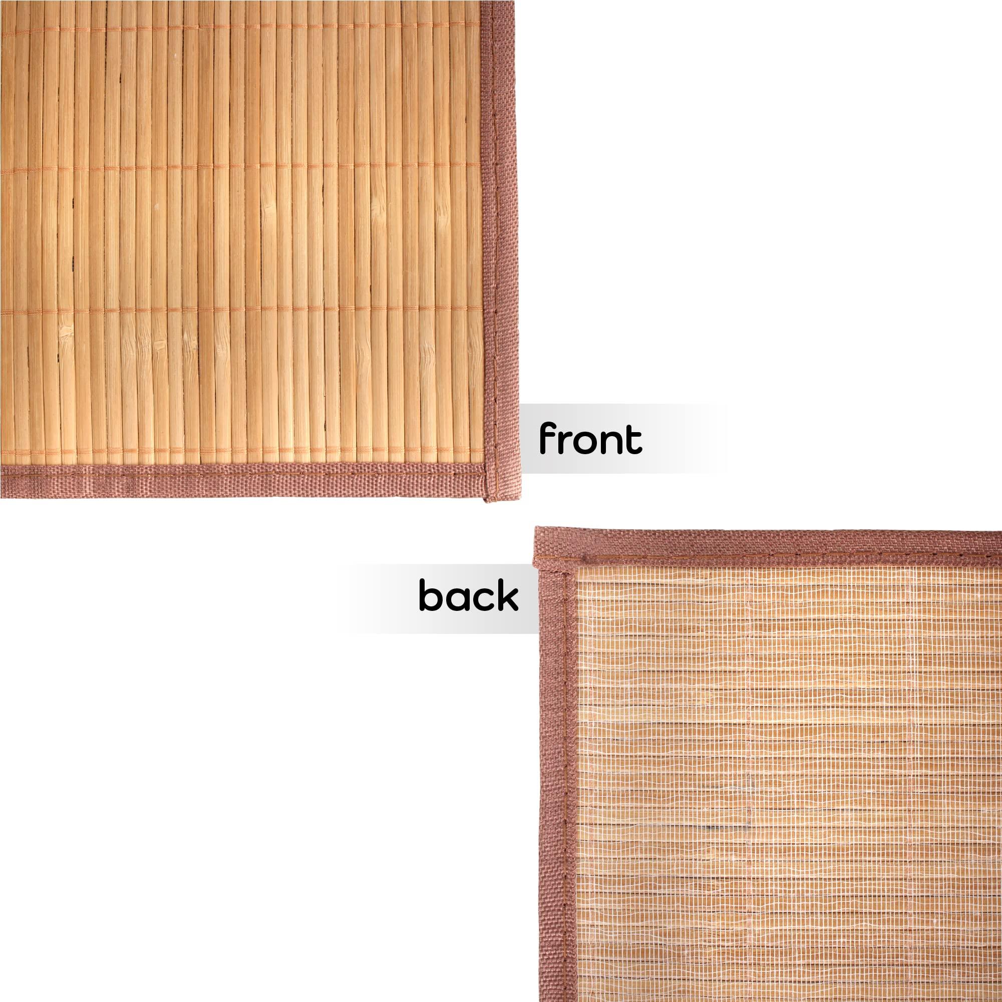 BambooMN BambooMN Natural Brown Slat Bamboo Table Runner with Fabric Border, Home Dcor, Brown w/ Brown Border - 2 Piece