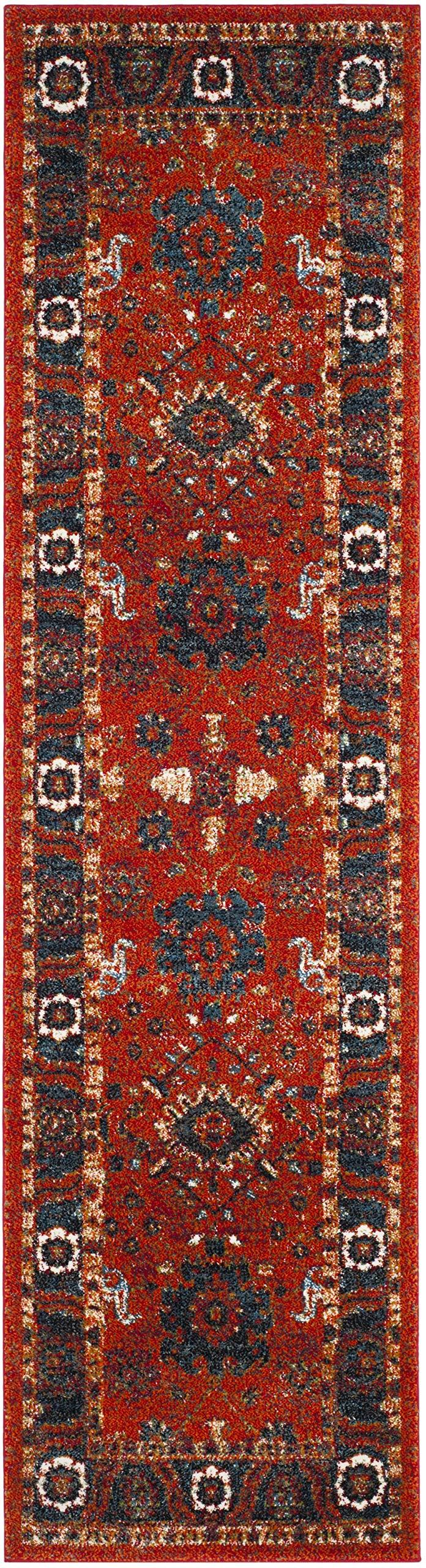 Safavieh SAFAVIEH Vintage Hamadan Collection Runner Rug - 2\'3\" x 8\', Orange & Blue, Oriental Traditional Persian Design, Non-Shedding & Easy Care, Ideal for High Traffic Areas in Living Room, Bedroom (VTH214C)