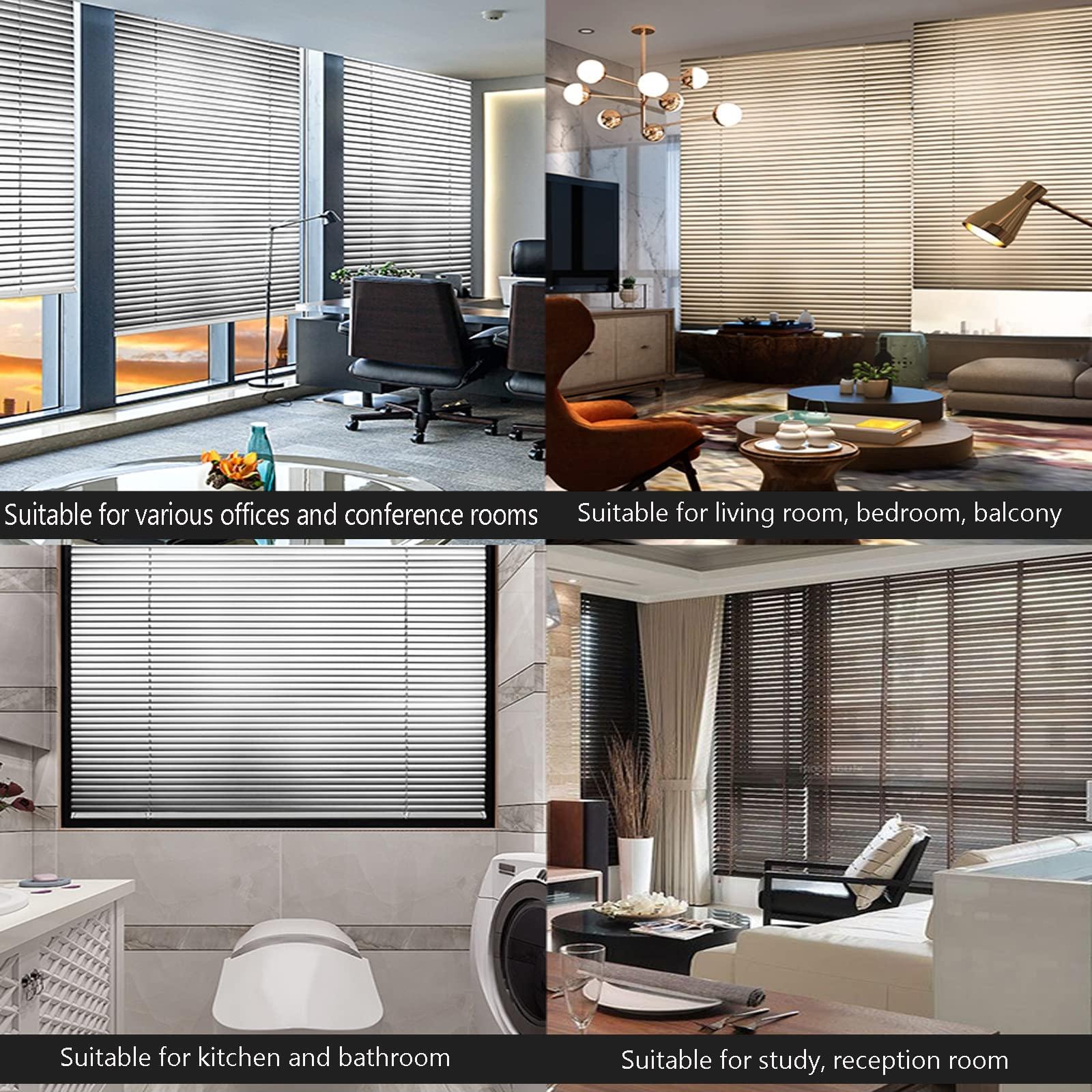 ZXCVBNAS Aluminum Horizontal Mini Blinds, Room Darkening Venetian Blinds,Horizontal Mini Blinds Window Shades ,for Home Office Bathroom French Door Windows Office,W150xH280cm/59x110in