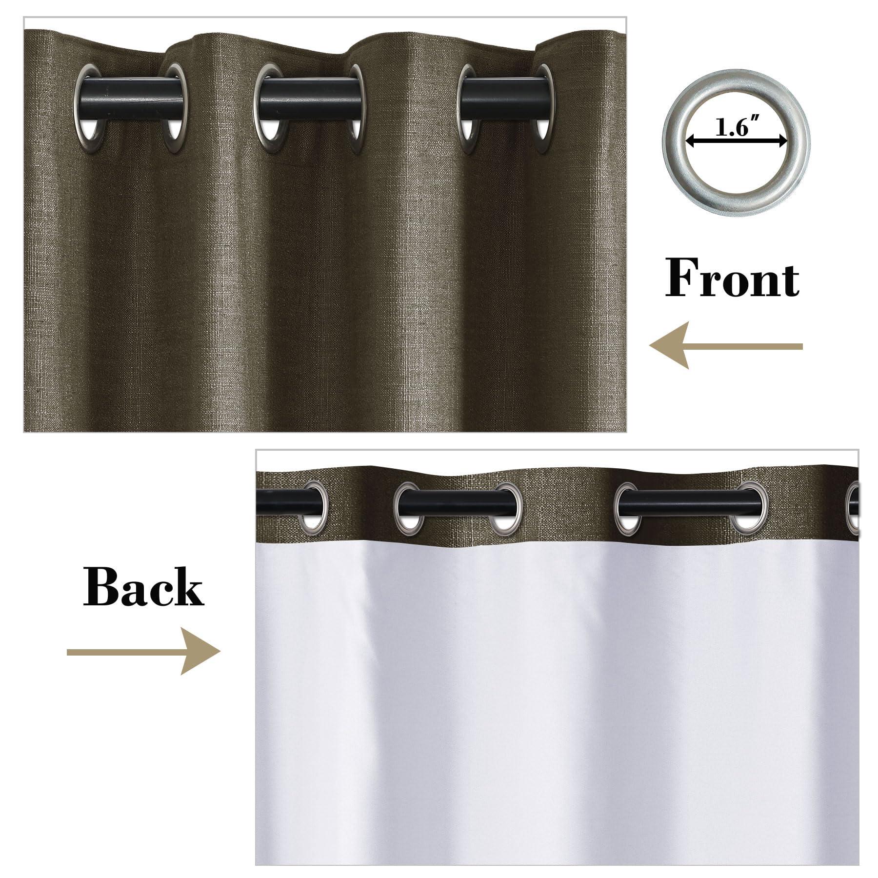 cololeaf coloeaf Blackout Extra Wide Curtains Faux Linen Look Thermal Curtains for Sliding Glass Door Extra Wide Drapes for Living Room Bedroom Room Divider Farmhouse Grommet Ebony 100" Wx96 L 1 Panel