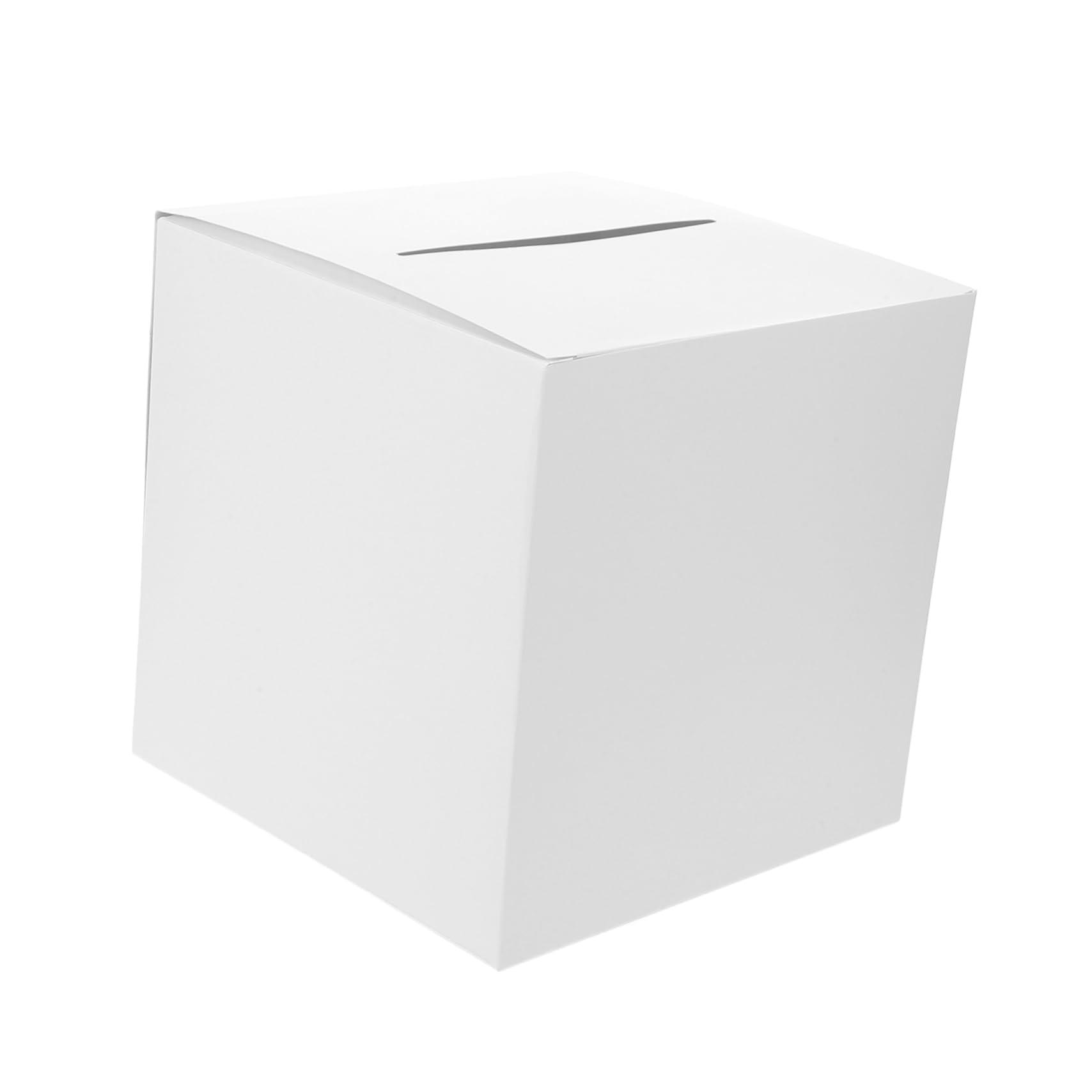 OKUMEYR OKUMEYR 4 Sets Raffle Ticket Card Box Wedding Wishing Well Bridal Card Holder Ballot Boxes Anniversary Cards Container Greeting Cards Container Business Card Holder Paper White