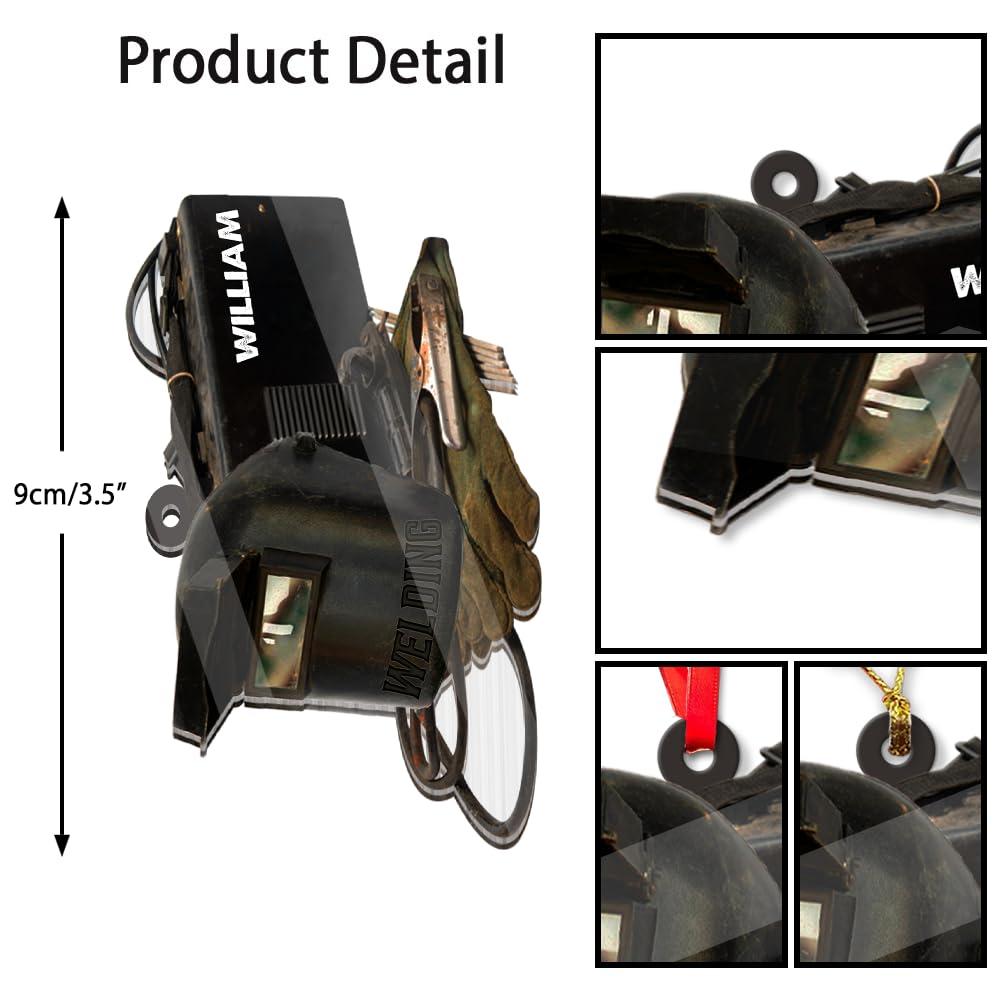 AlpadilAndCo Personalized Welder Christmas Acrylic Ornament, Custom Christmas Welders Gift for Men, Welding 2D Ornaments for Welder, Welding Supplies, Metal Worker Gifts, Ironworker Keepsake, Welder Tool Ornament