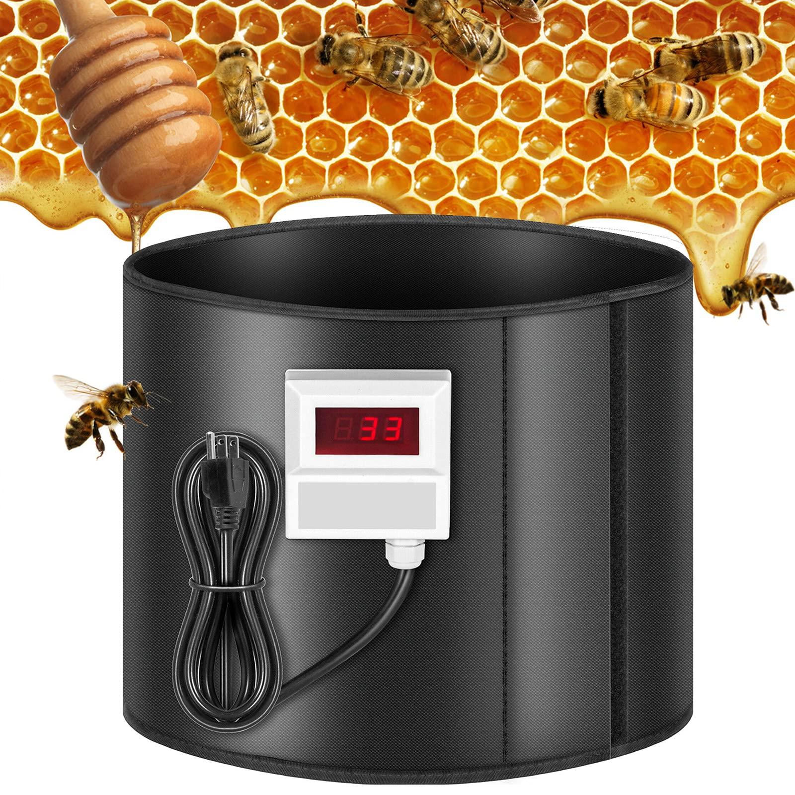 Gdrasuya10 5 Gallons Honey Heater with Carbon Fiber Heating Wire, 110V Honey Heating Blanket Barrel Heater Temperature Control Bucket Heating Belt Coverage 460 Square Inches, 400W