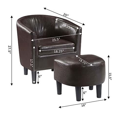 Convenience Concepts Convenience Concepts Take a Seat Churchill Accent Chair with Ottoman, Espresso Faux Leather
