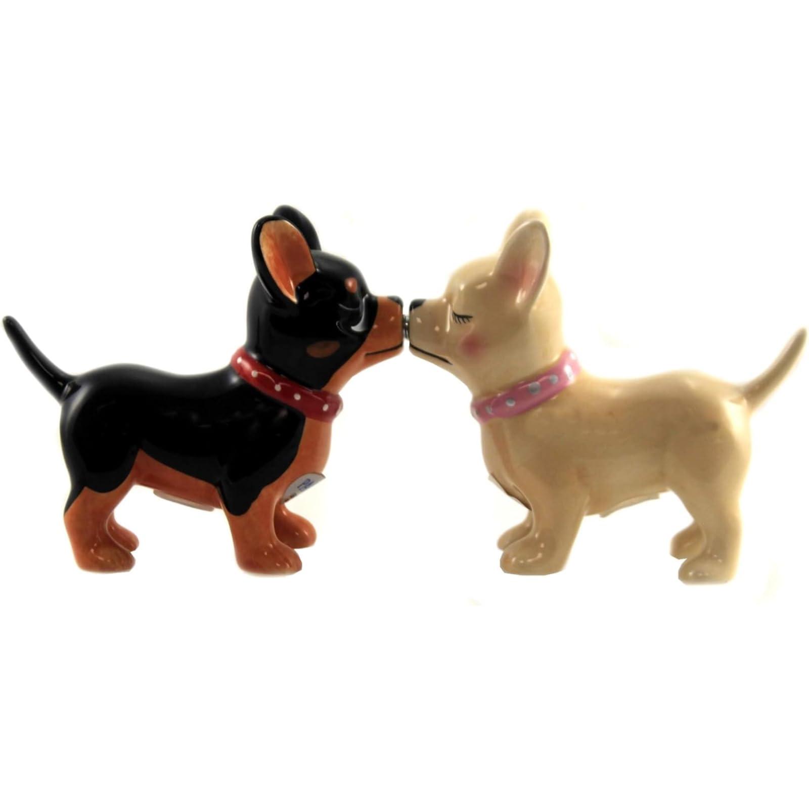 Pacific Giftware Pacific Trading Kissing Chihuahuas Pucker Up Pups, Salt and Pepper Shaker Set, Magnetic