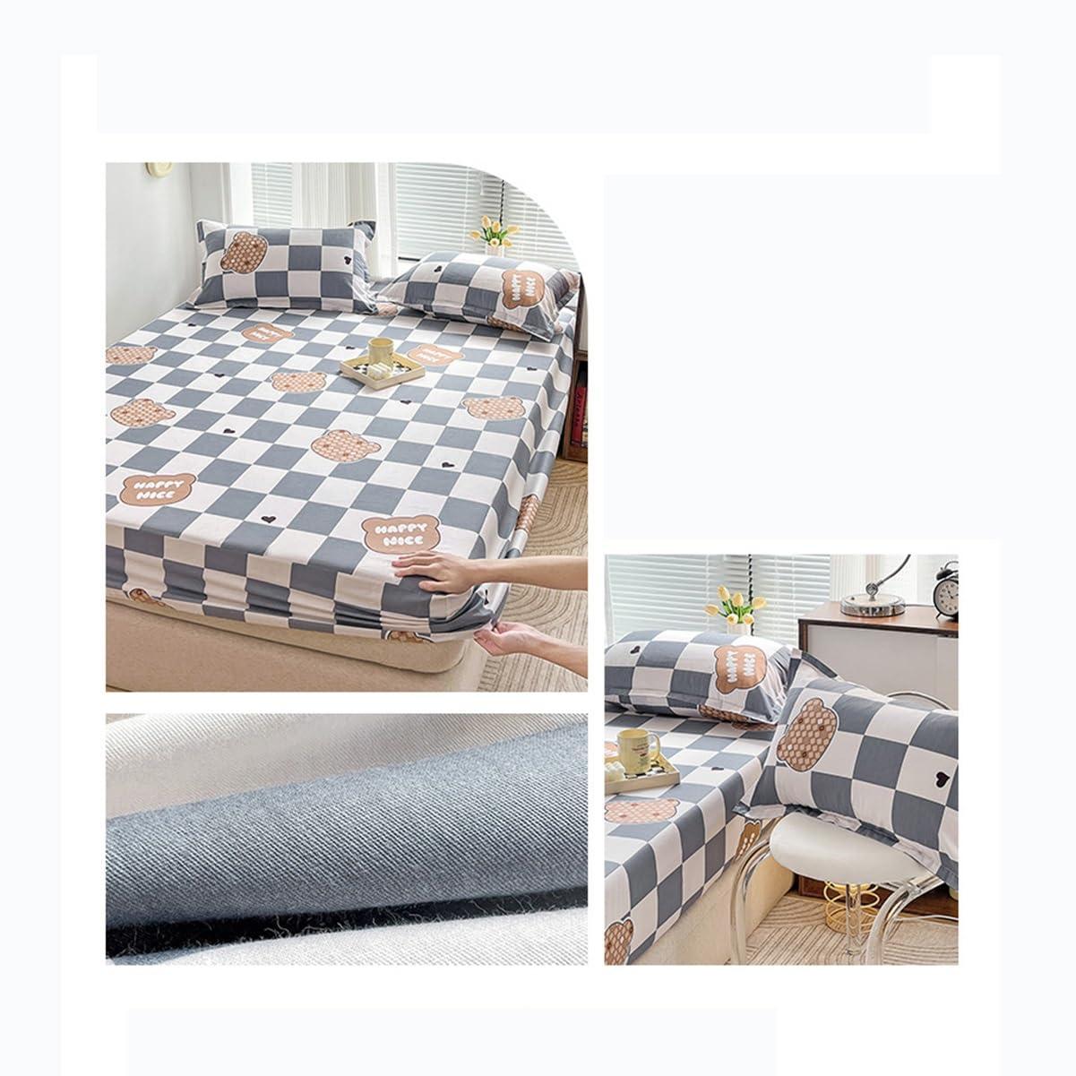 OBONG OBONG 100% Cotton Fitted Sheet Queen Size Cooling Weave Lightweight Bedcover Snug-Fit Crisp Deep Pocket Bedspreads (Color : F, Size : California King)