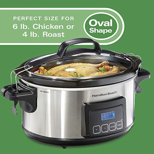 Hamilton Beach Hamilton Beach Portable 6-Quart Stay or Go Programmable Slow Cooker with Lid Lock, Stainless Steel (33561), 6 quarts