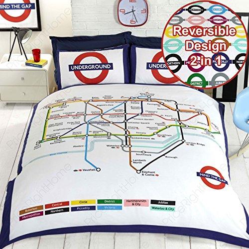 Rapport London Underground Tube Map Double/US Full Duvet Cover and Pillowcase Set