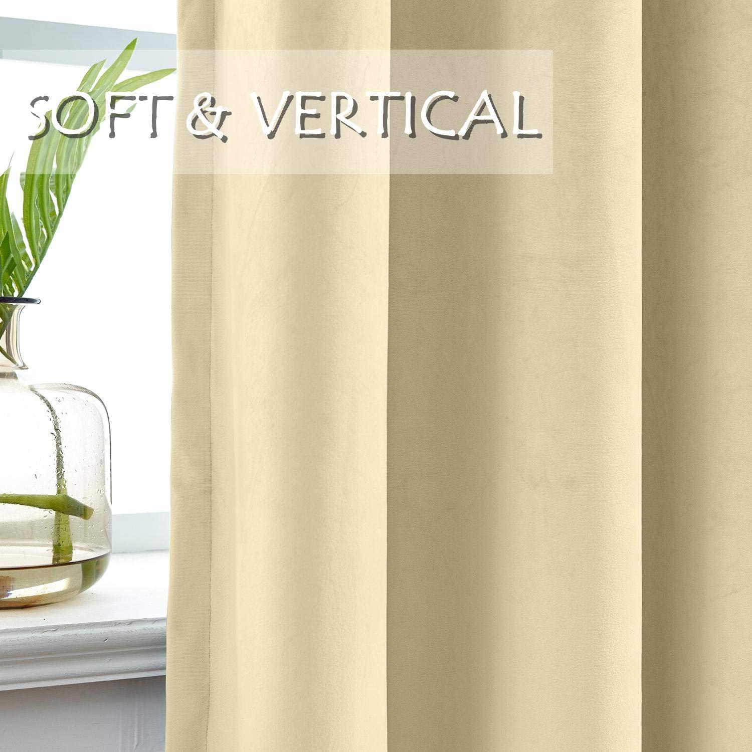 Macochico Macochico Thermal Velvet Blackout Curtains - Classic Velvet Woven Home Nickle Grommet Velvet Drapes for Bedroom Club Home Theater 84 x 84 Inch Cream (1 Panel)