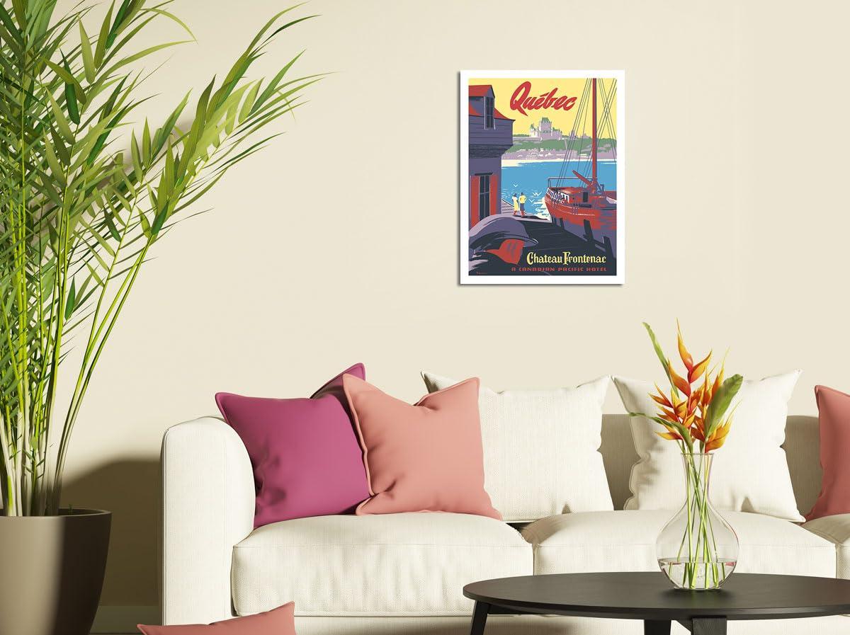 Pacifica Island Art Chteau Frontenac - Quebec Canada - Canadian Pacific Hotel - Vintage Travel Poster by Peter Ewart c.1947 - Fine Art Matte Paper Print (Unframed) 30x44in