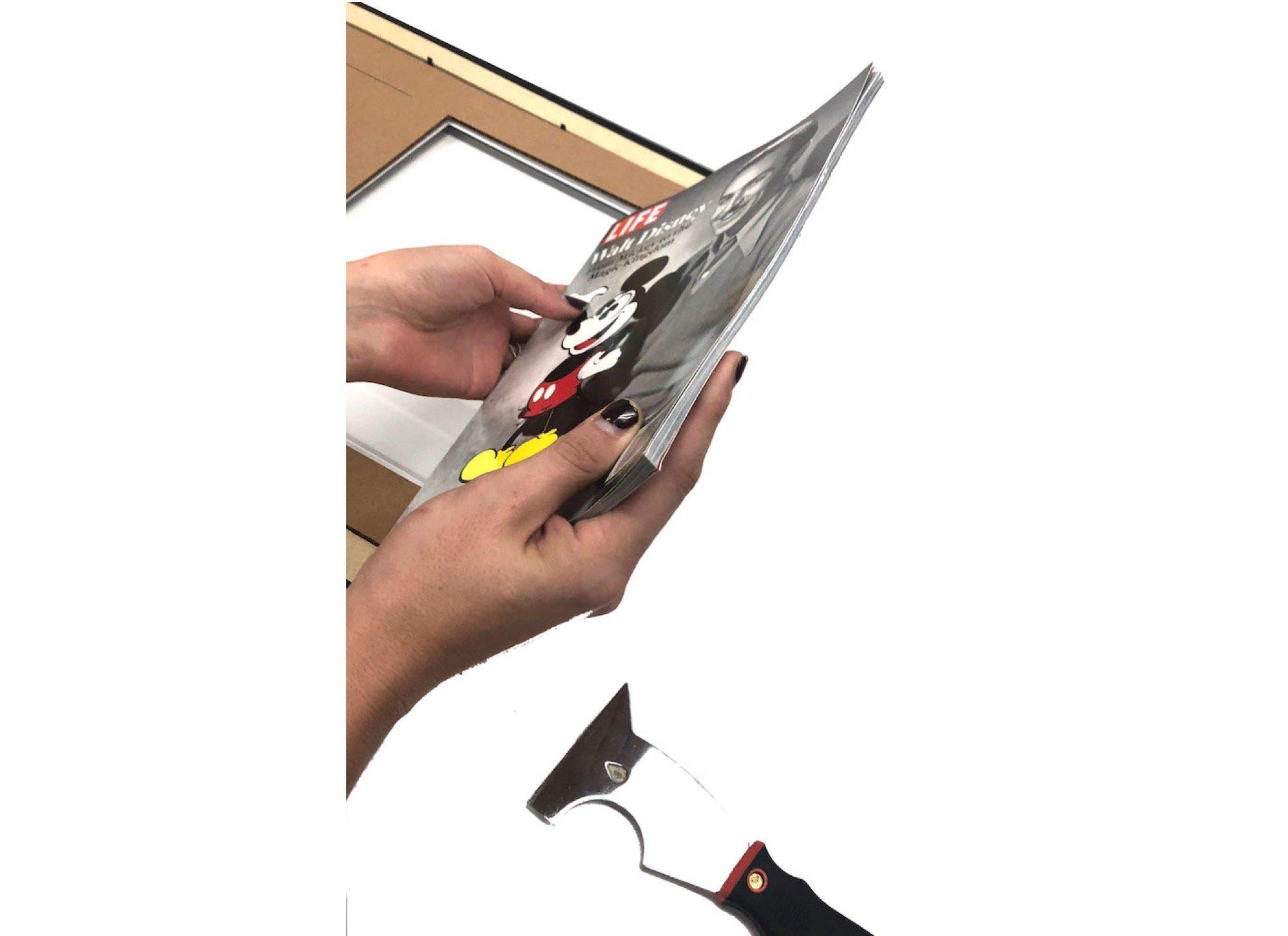 Creative Picture Frames CreativePF [1420bk-w] Double Magazine Frame HoldsMagazines Measuring 8 1/4 by 11-inches, White/Black Core Matting with Installed Hangers (MEASURE-YOUR-MAGAZINE)