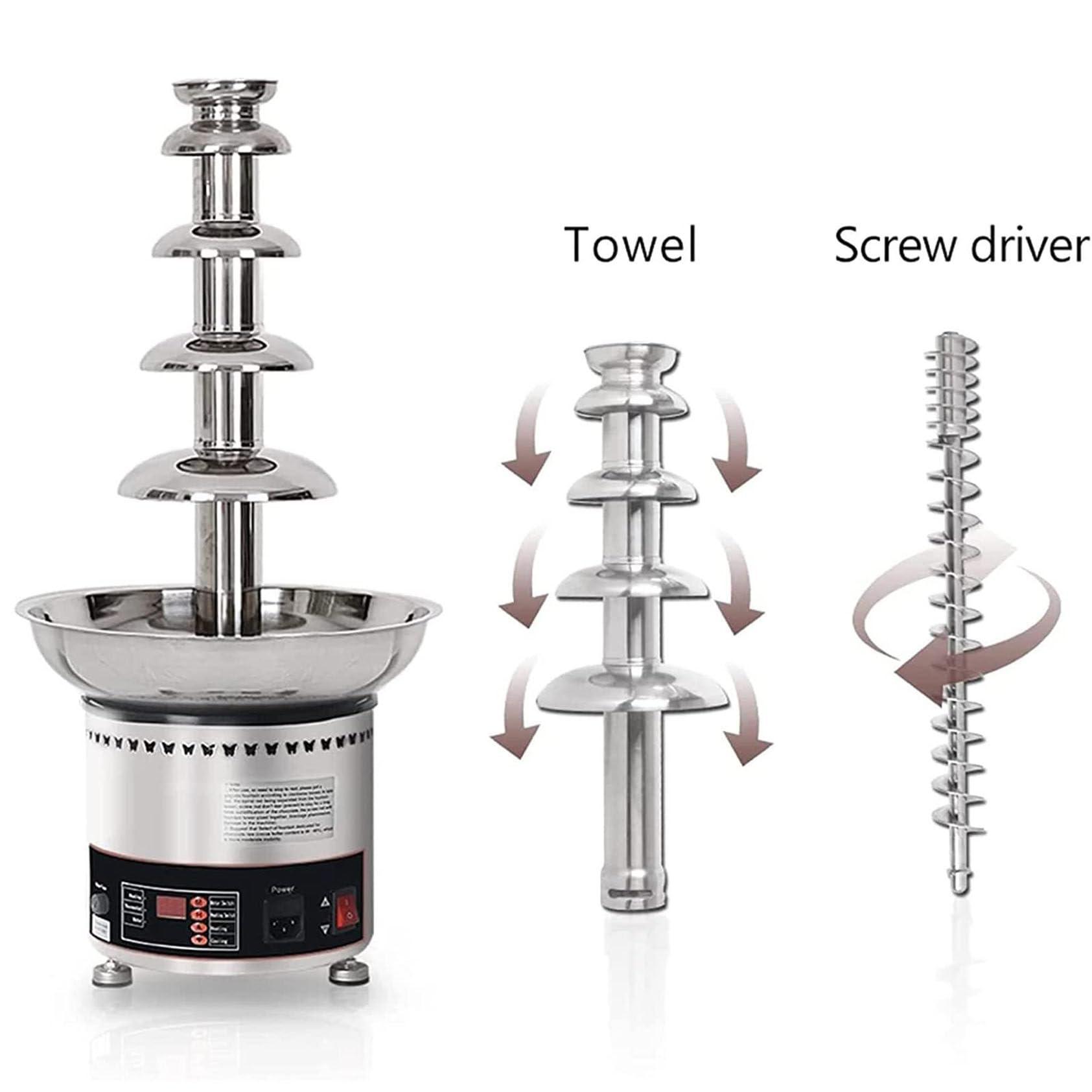 RESKIU RESKIU Commercial Chocolate Fountain Fountain - 4 Tiers Stainless Steel Sauce Melting Pot, Sauce Heater for Party Restaurant Wedding Buffet Equipment