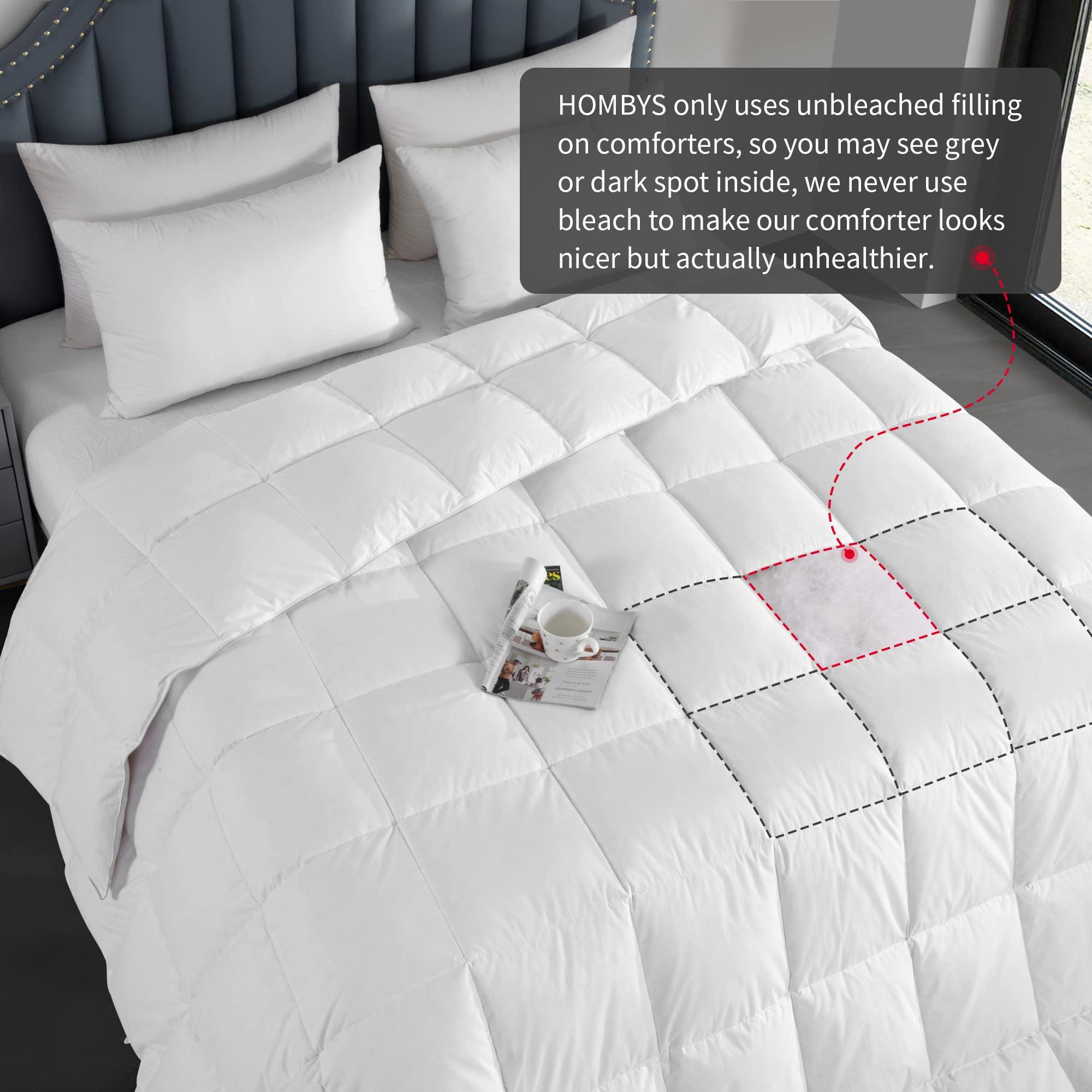 HOMBYS HOMBYS Feather and Down Comforter, Oversized King Comforter 116 x 98, White Extra Large Duvet Insert for All Season, 100% Cotton Cover Down Proof with Corner Tabs