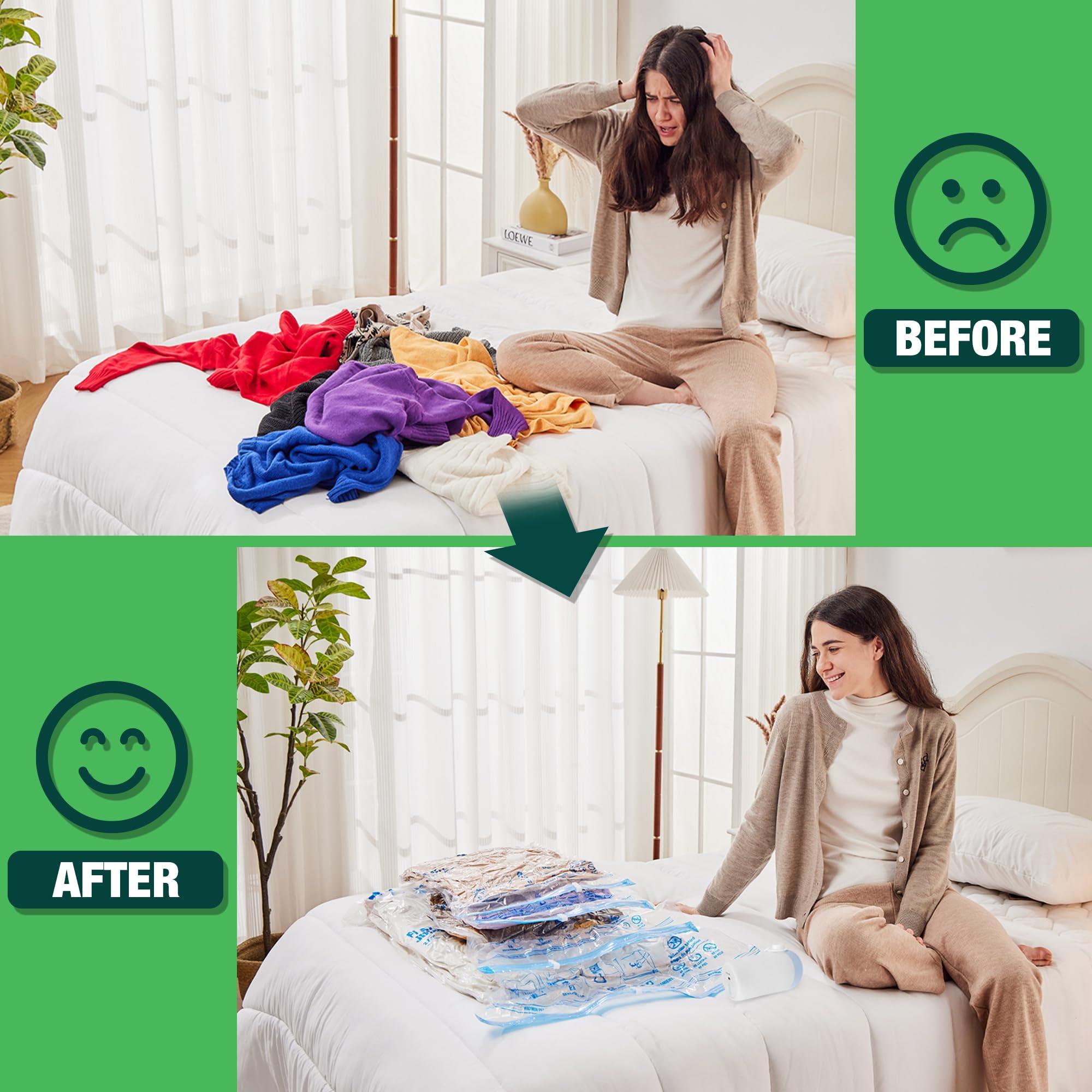 HIBAG HIBAG Vacuum Storage Bags with Electric Pump, 30 Pack Vacuum Seal Space Saver Bag for Clothes, Clothing, Pillows, Blanket Bedding Comforters