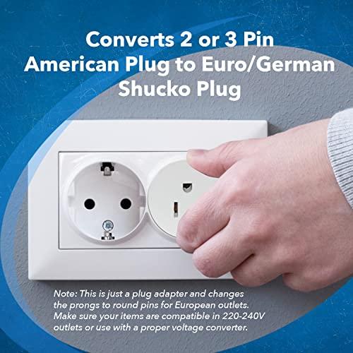 OREI OREI Pack 6 European Travel Plug Adapter - USA, Canada, Mexico to European Type E/F Plug Adapters - Schuko Adapter CE Certified Heavy Duty - Perfect for Travelling with Cell Phones, Laptops & More