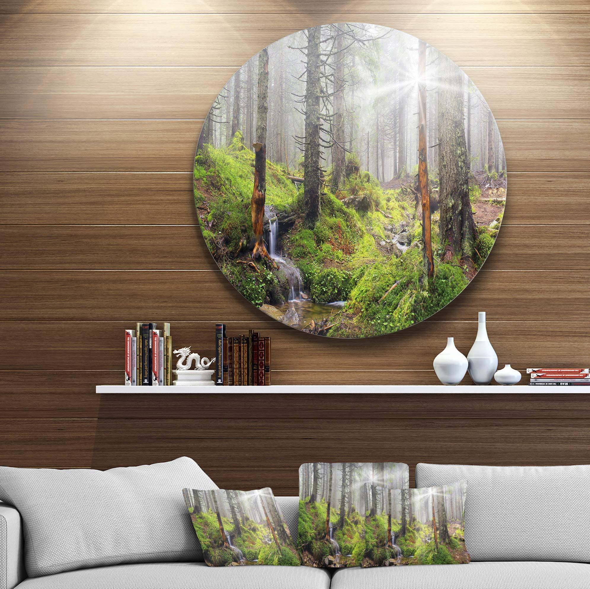 Designart Designart Bright Green Carpathian Forest-Landscape Photo Metal Wall Art-Disc of 23, 23\'\' H x 23\'\' W x 1\'\' D 1P