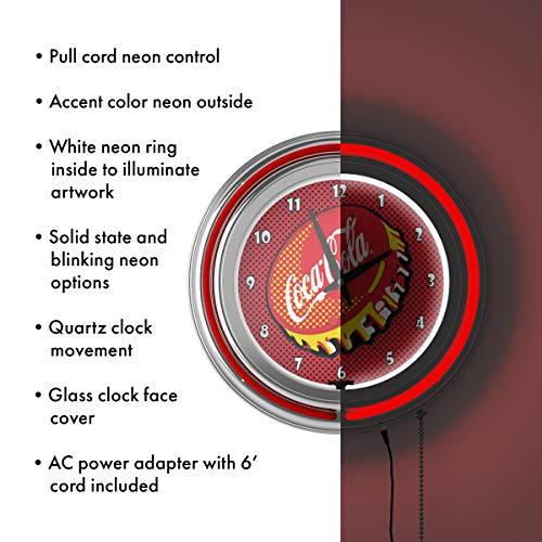 Trademark Gameroom Coca Cola Chrome Double Rung Neon Clock - Pop Art
