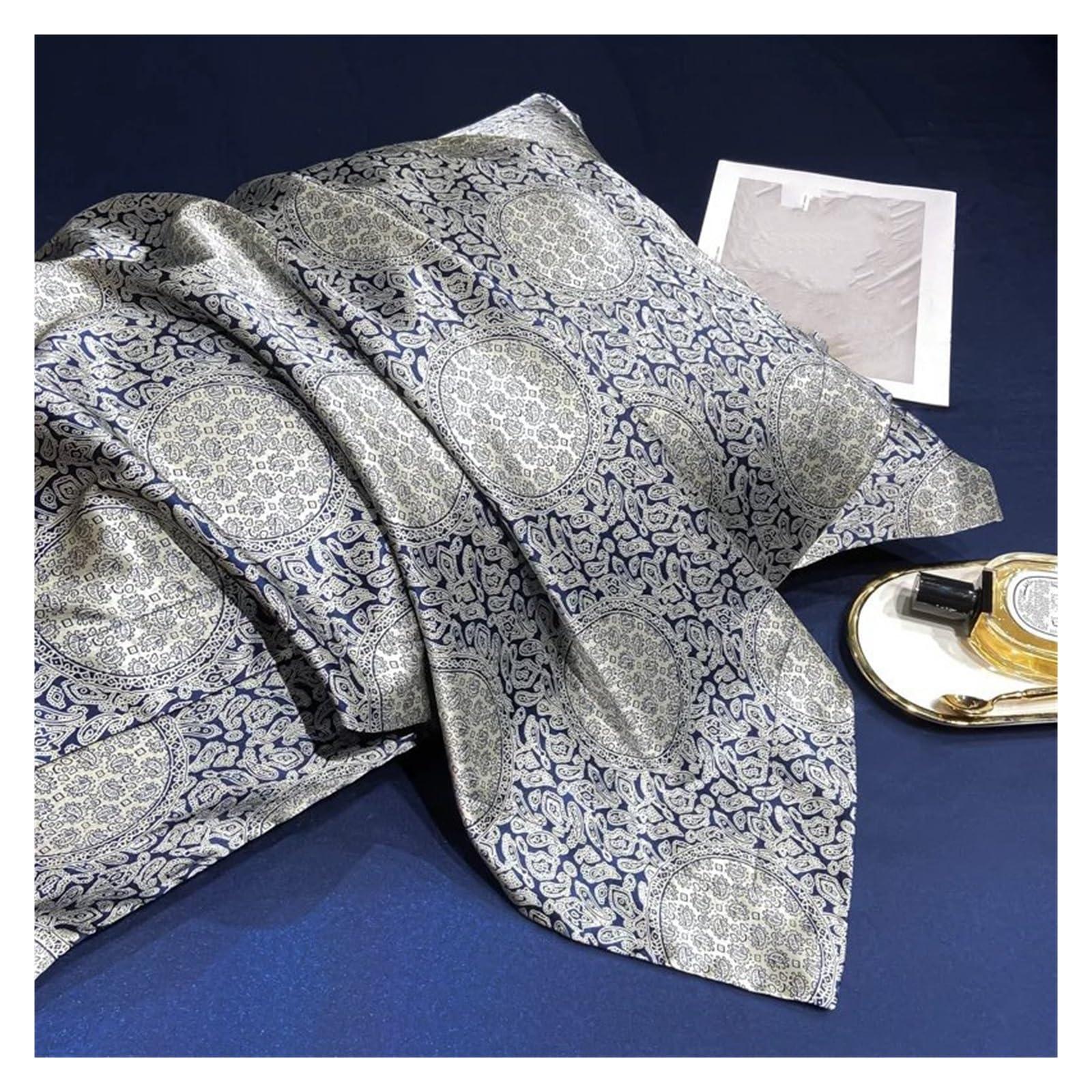 YUSIWOAL YUSIWOAL Luxury Natural Silk Bedding Set High-End Silky Satin Quilt Cover Set Single Double Queen Size Printing Duvet Cover Set,Bedding Duvet Cover Set(C,200x230cm 4pcs)