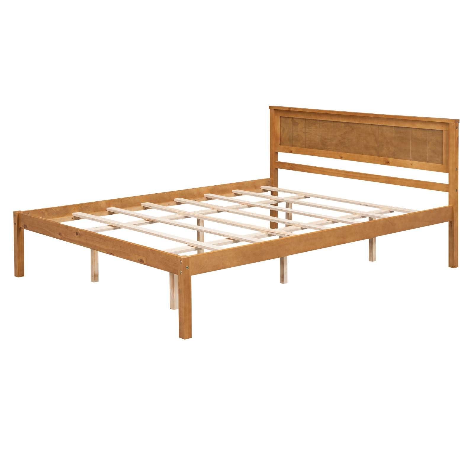 bedframe Modern Oak Queen Platform Bed Frame with Headboard, Wood Slat Support - No Box Spring Needed for Sleek and Sturdy Bedroom Furniture