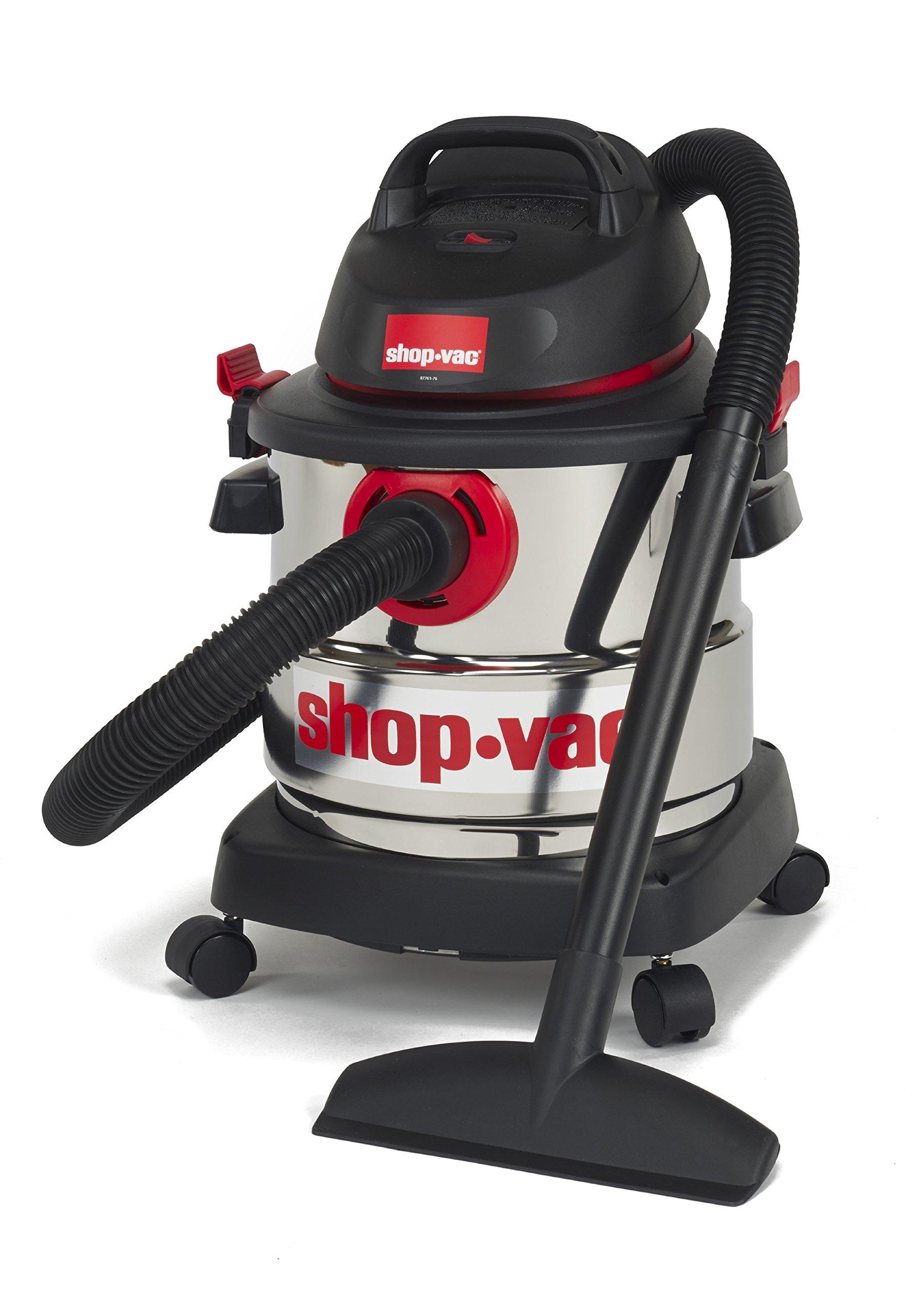 Shop-Vac Shop-Vac 5989300 Stainless Steel Wet Dry Vacuum 4.5 Peak HP Stainless Steel Wet Dry Vacuum, 1.25 Inch Diameter x 7 Foot Hose, 6 Ft Cord Length, Ideal for Jobsite, Garage, Car & Workshop