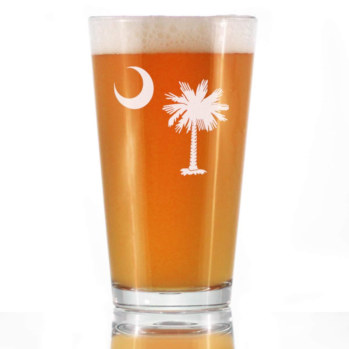 Bevvee South Carolina Flag - Pint Glass - State Themed Drinking Decor and Gifts for South Carolinians - 16 Ounce