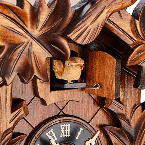 River City Clocks River City Clocks 12 Melody Quartz Cuckoo Clock with Five Leaves and Bird