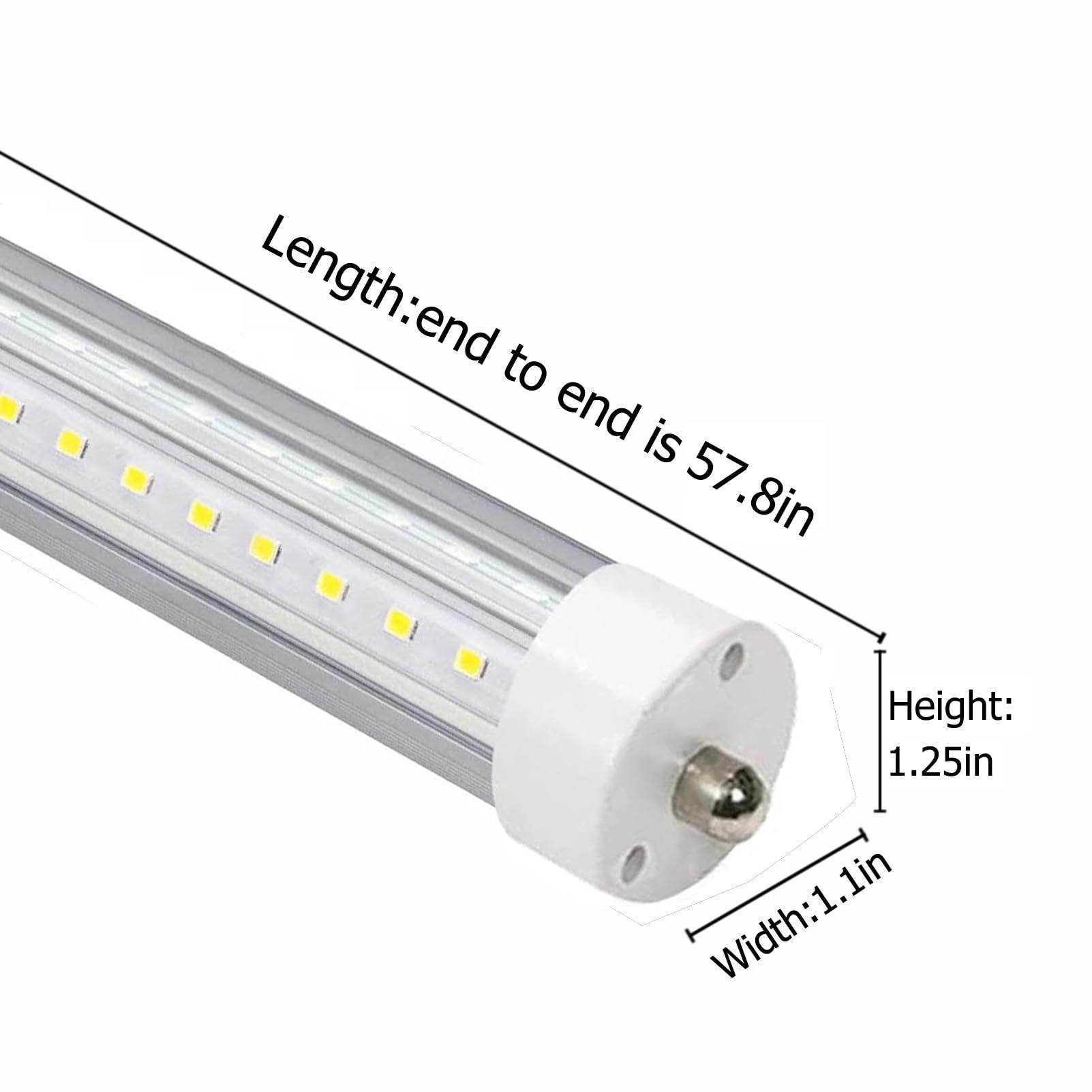 GOCuces GOCuces 5ft T8 LED Lights Bulbs,45W 4500lm,5 Foot Equal to 57.8in,F60T12 75W Fluorescent Tubes Replacement T10 T12,Single Pin FA8,Dual-Ended Power,Ballast Bypass,White 6500K,Office,Shop,Pack of 10