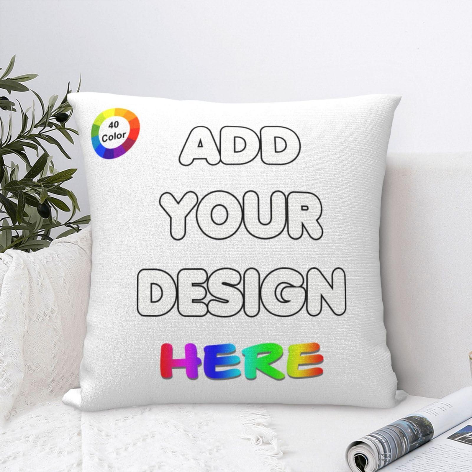 PVJIEMS PVJIEMS Personalized Pillowcase with Photo Text Name, Two-Sides Printed Throw Pillow Cover for Birthday Christmas Anniversary, Couple Dad Mom Son Daughter Family Love Gifts,White,22x22