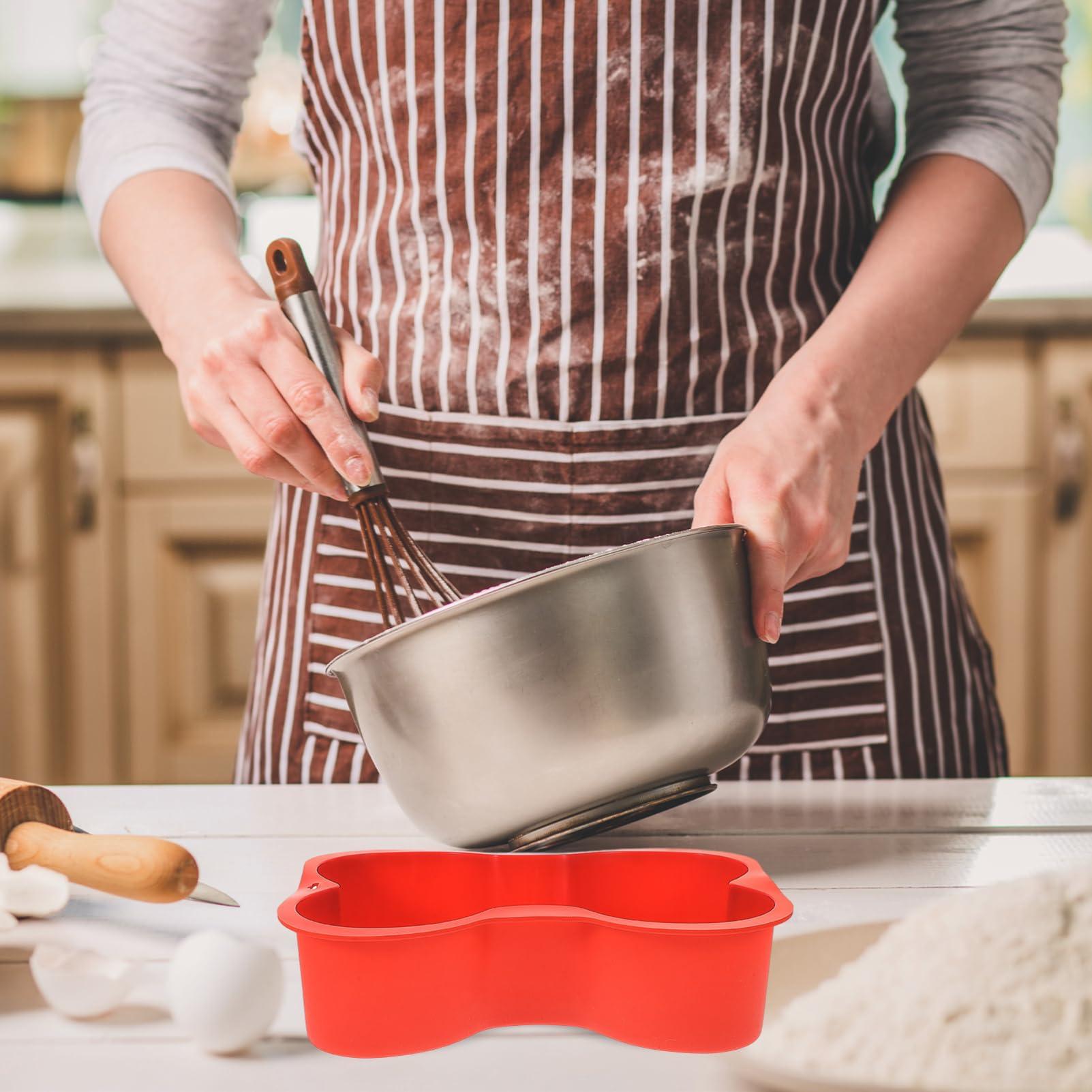 Hemoton Hemoton 1pc Dog Cake Mold Dog Bone Shaped Silicone Cake Pan for DIY Baking Tool Birthday PartyRed