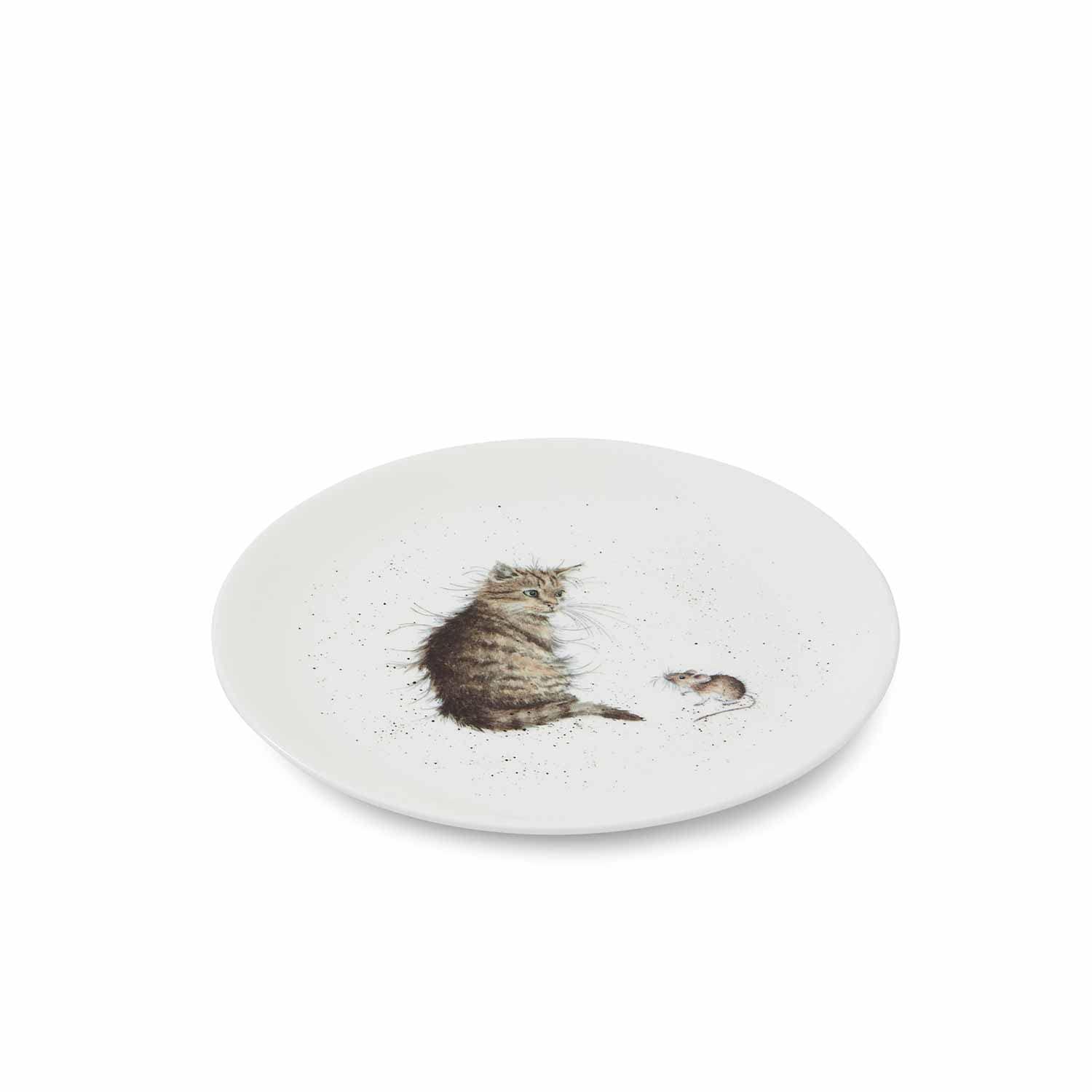 Portmeirion Portmeirion Royal Worcester Wrendale Designs Coupe Plate | 8 Inch | Cat and A Mouse Motif | Small Plate for Salad, Appetizers, or Dessert | Made of Fine Bone China | Dishwasher Safe