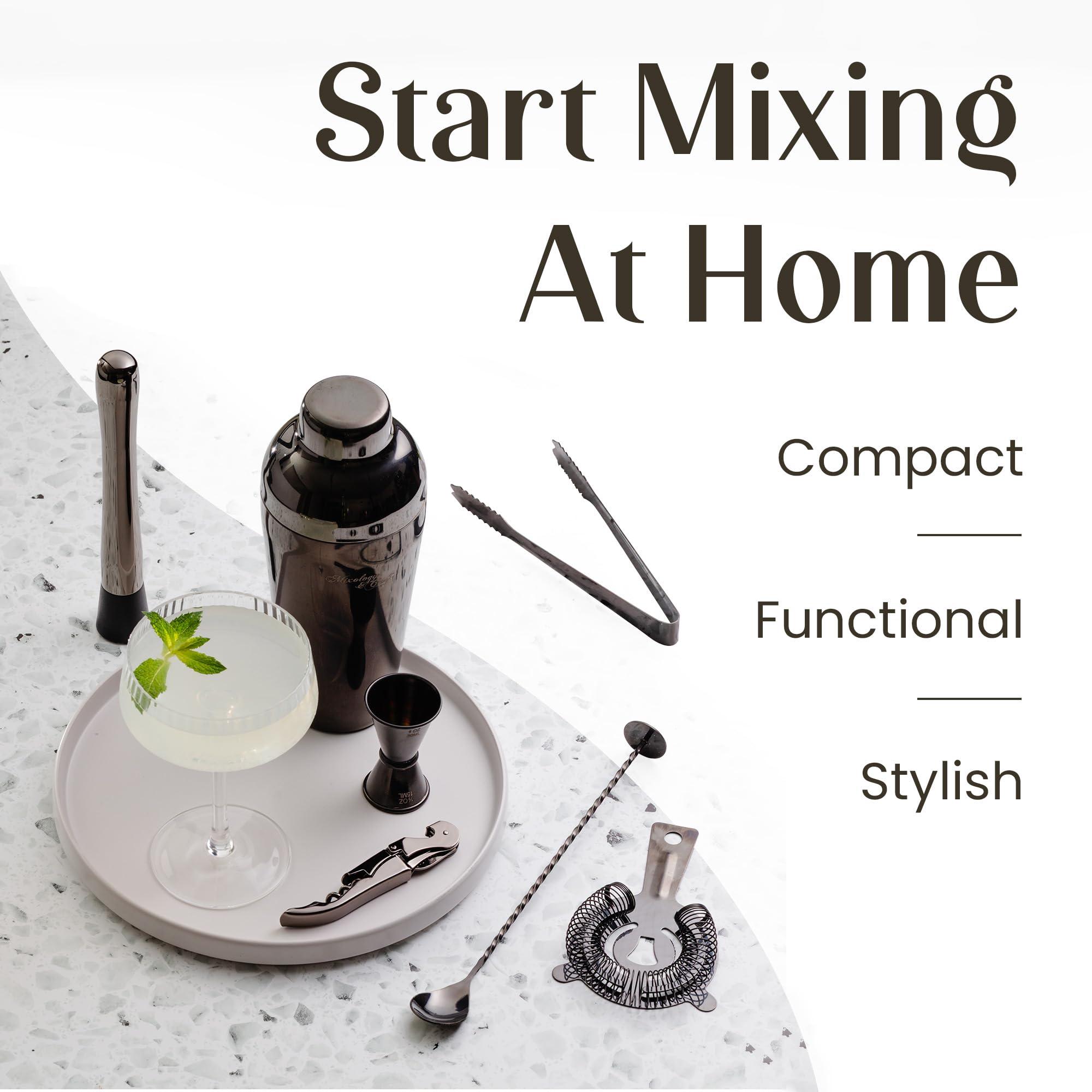 Mixology & Craft Mixology & Craft Bartender Kit: 10-Piece Bar Tool Set with Bamboo Stand | Perfect Home Bartending Kit and Martini Cocktail Shaker Set Great Drink Mixing Experience | Fun Housewarming Gift (Gun-Metal)