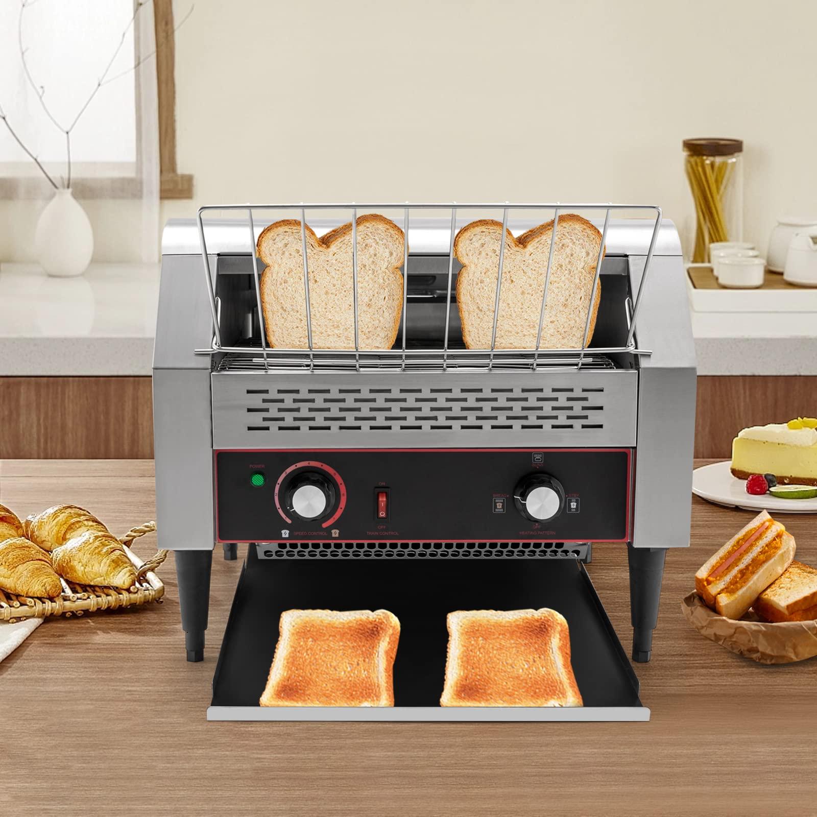 Okasiki Commercial Toaster Conveyor Electric Stainless Steel Restaurant Toaster Oven for Bagel Burgers Bun Bread Heavy Duty Industrial Conveyor Toasters (450 Slices/Hour)