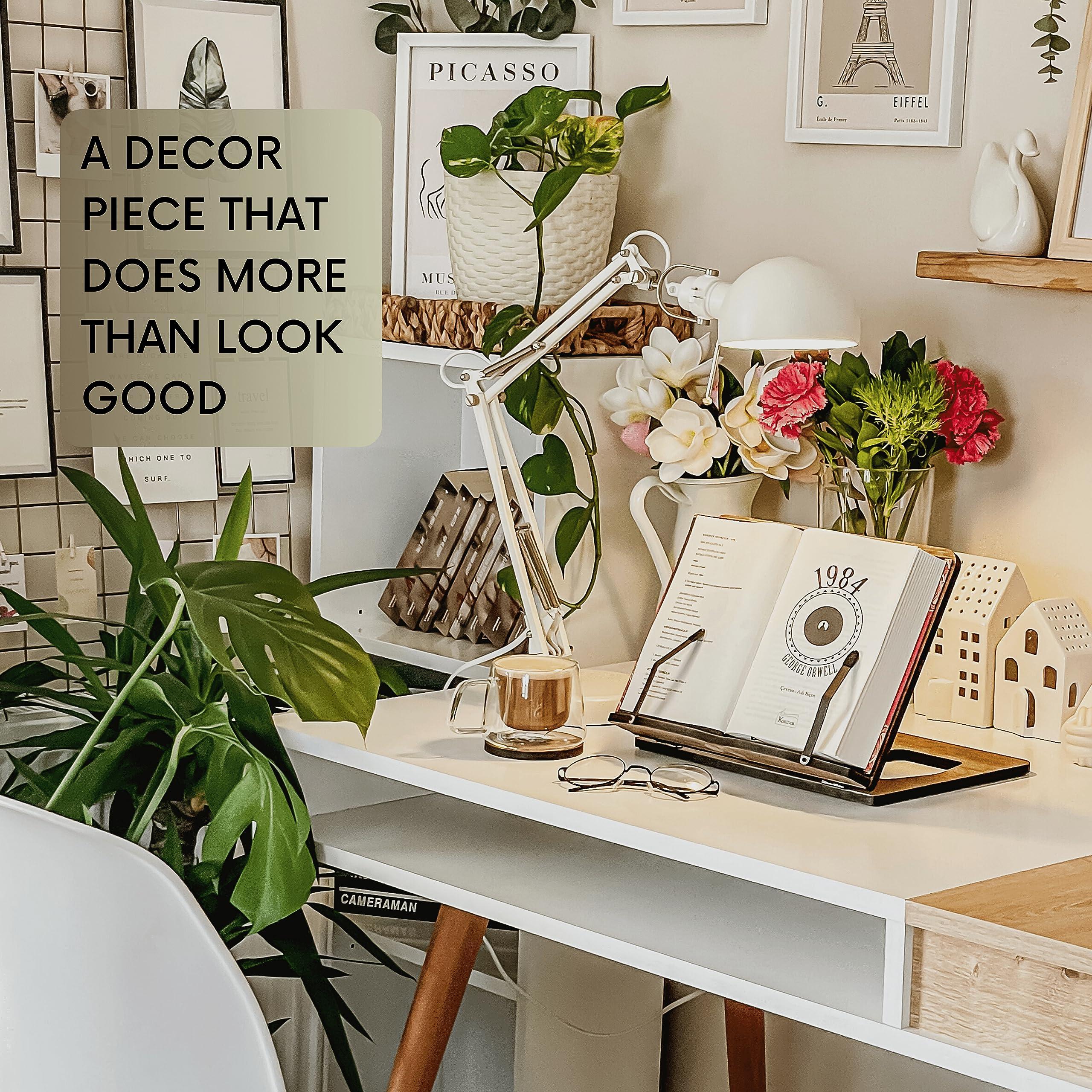 Vigo Wood Vigo Wood Book Stand, Book Holder, Reading Stand, Cookbook Holder, Recipe Book Stand, Wooden Book Stands for Reading, Cookbook Stand for Kitchen, Book Holder for Reading in Bed (Walnut)